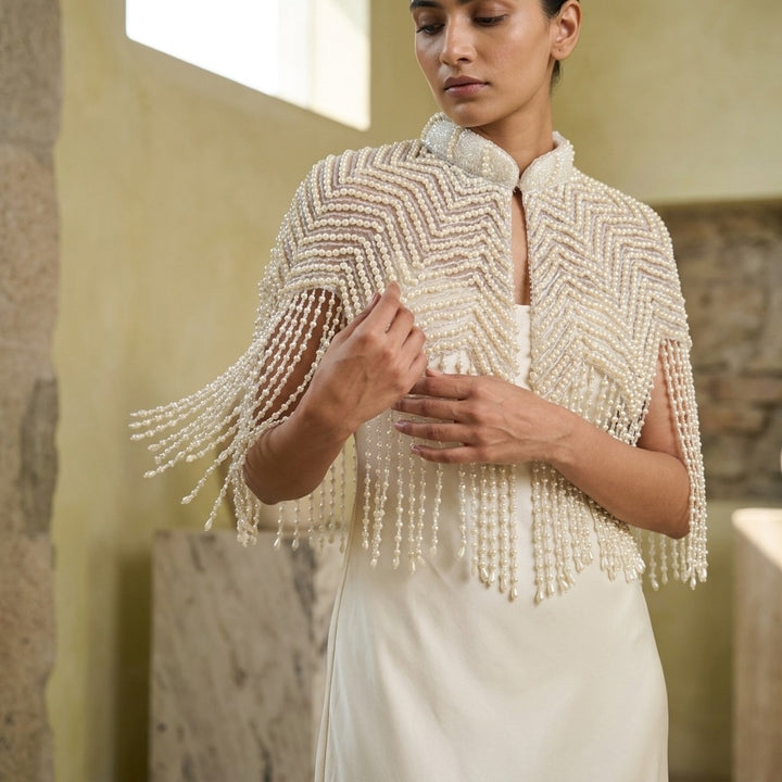 All white pearl cape