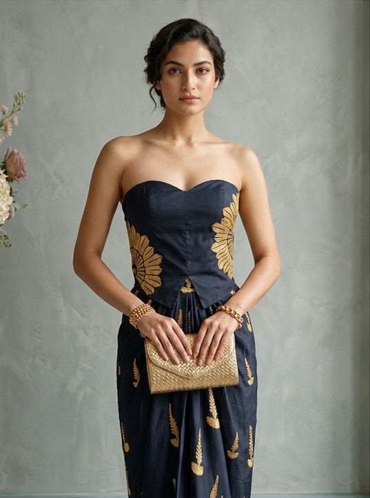 Navy Blue corset Indo-Western