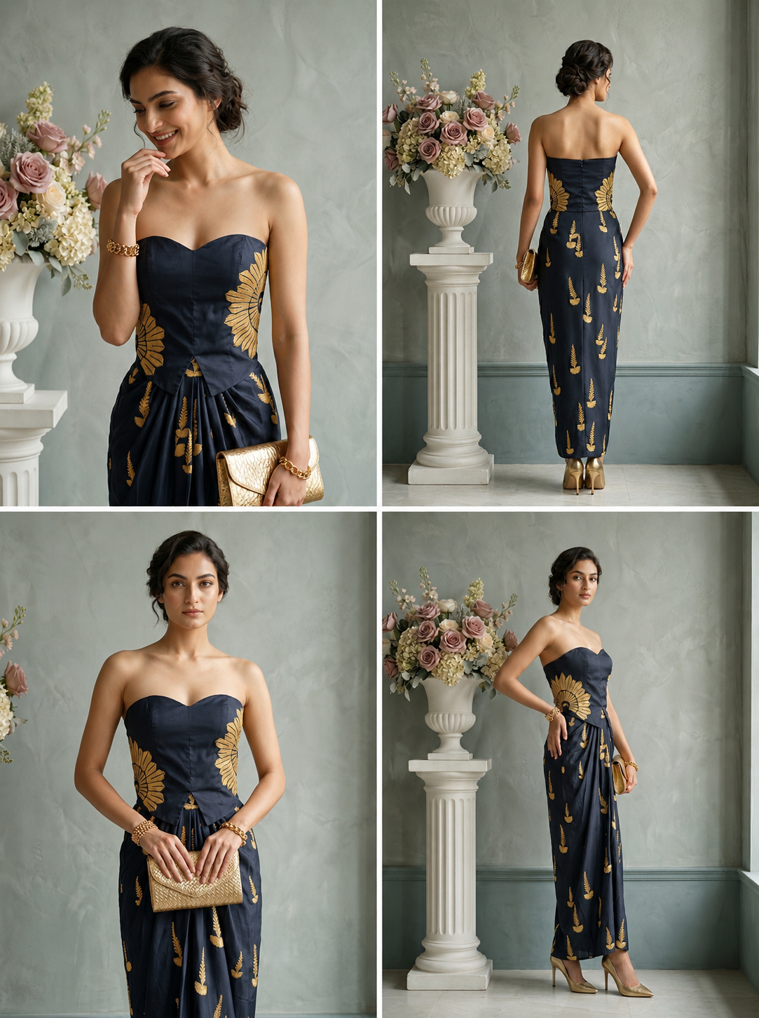 Navy Blue corset Indo-Western