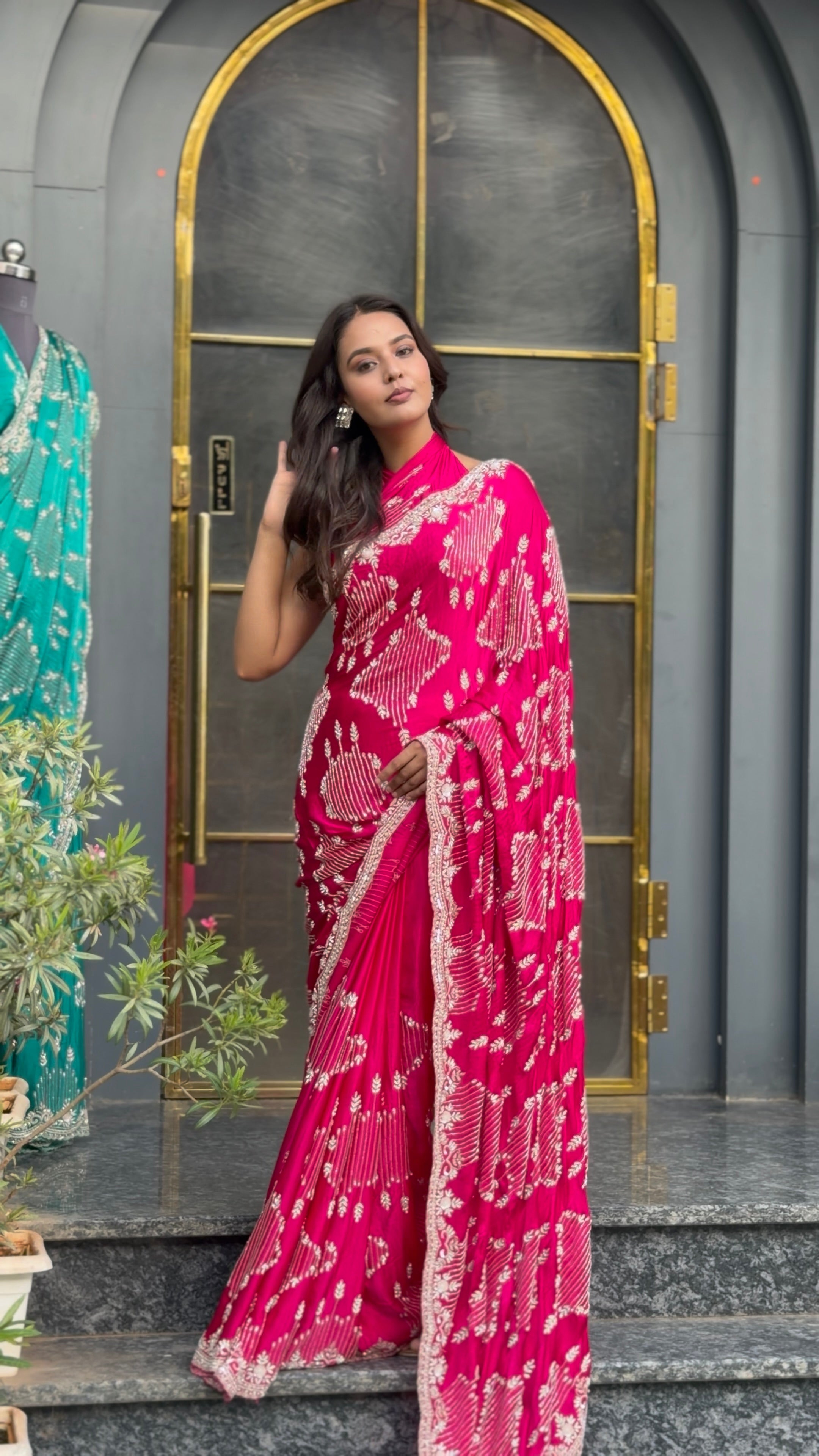 Scallop Detailing Heavy Bridal Saree