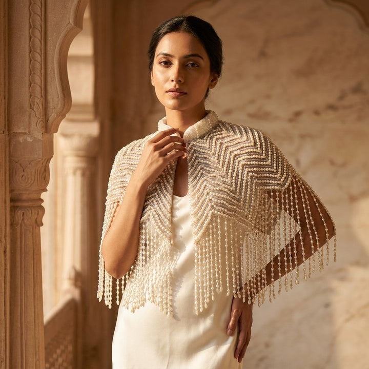 All white pearl cape