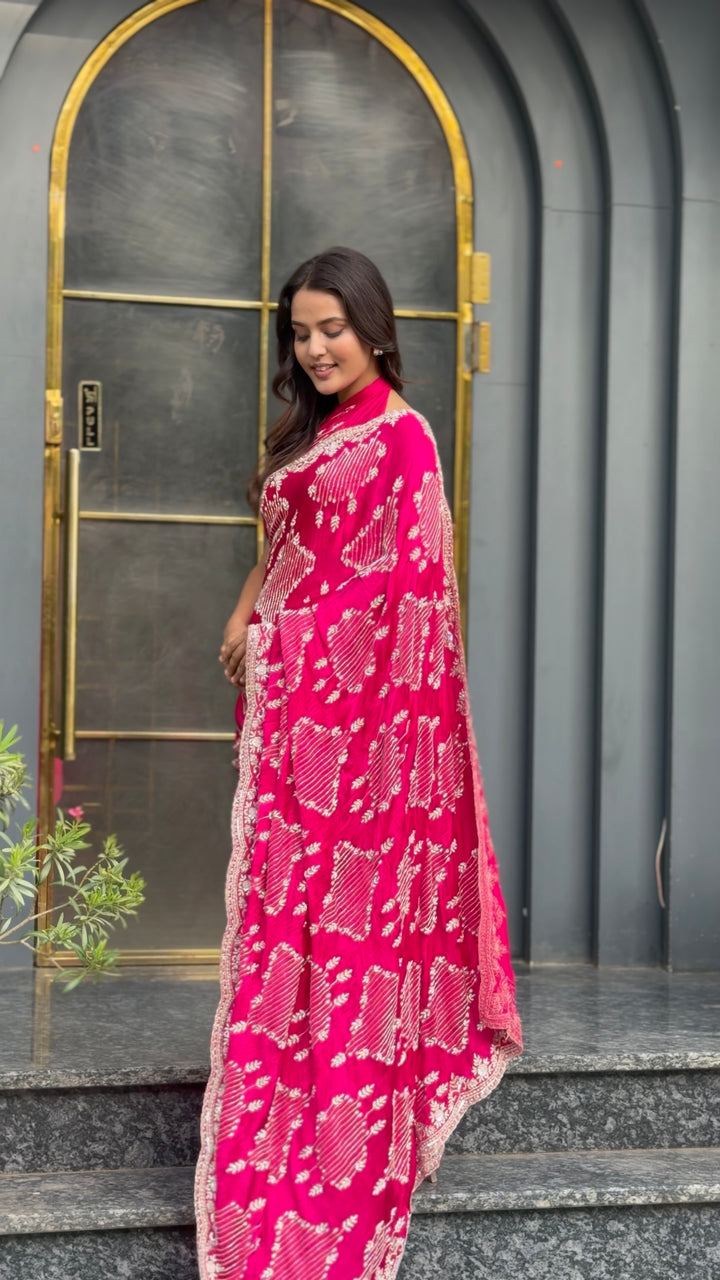Scallop Detailing Heavy Bridal Saree