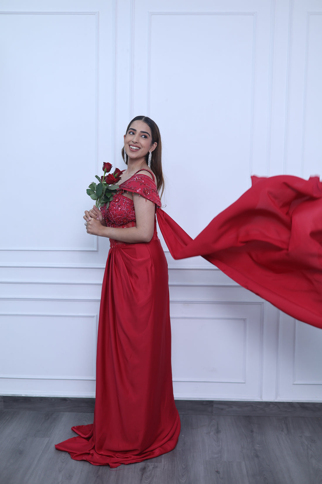 Scarlent Majesty Trail Gown