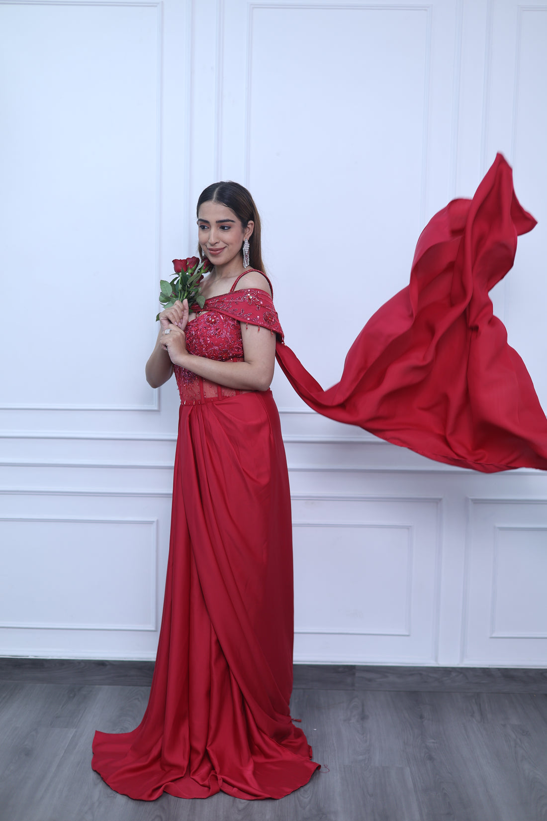 Scarlent Majesty Trail Gown