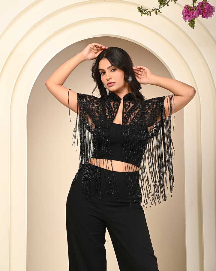 Black handwork cape