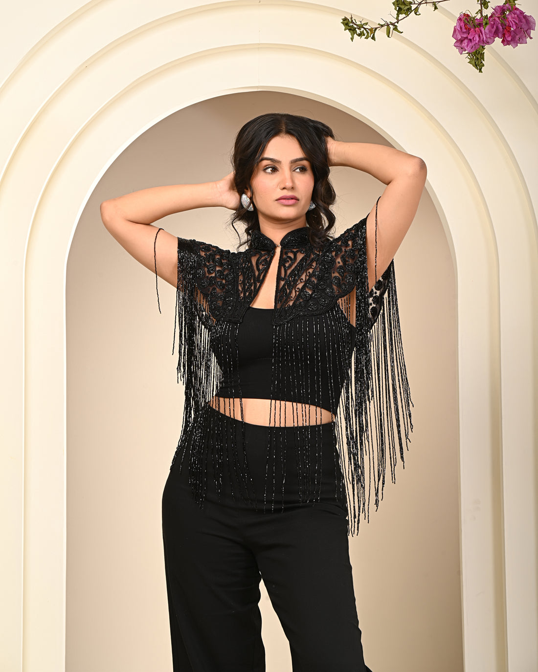 Black handwork cape