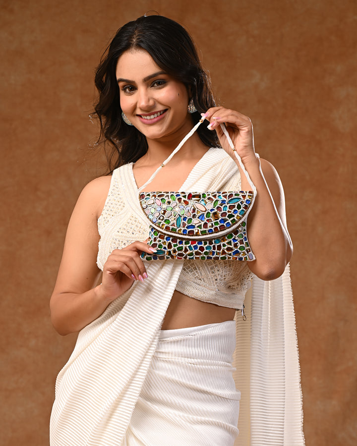 Chic multicolor stone Embellished Bag