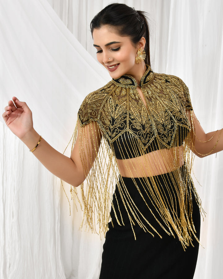Royal gold Fringe cape