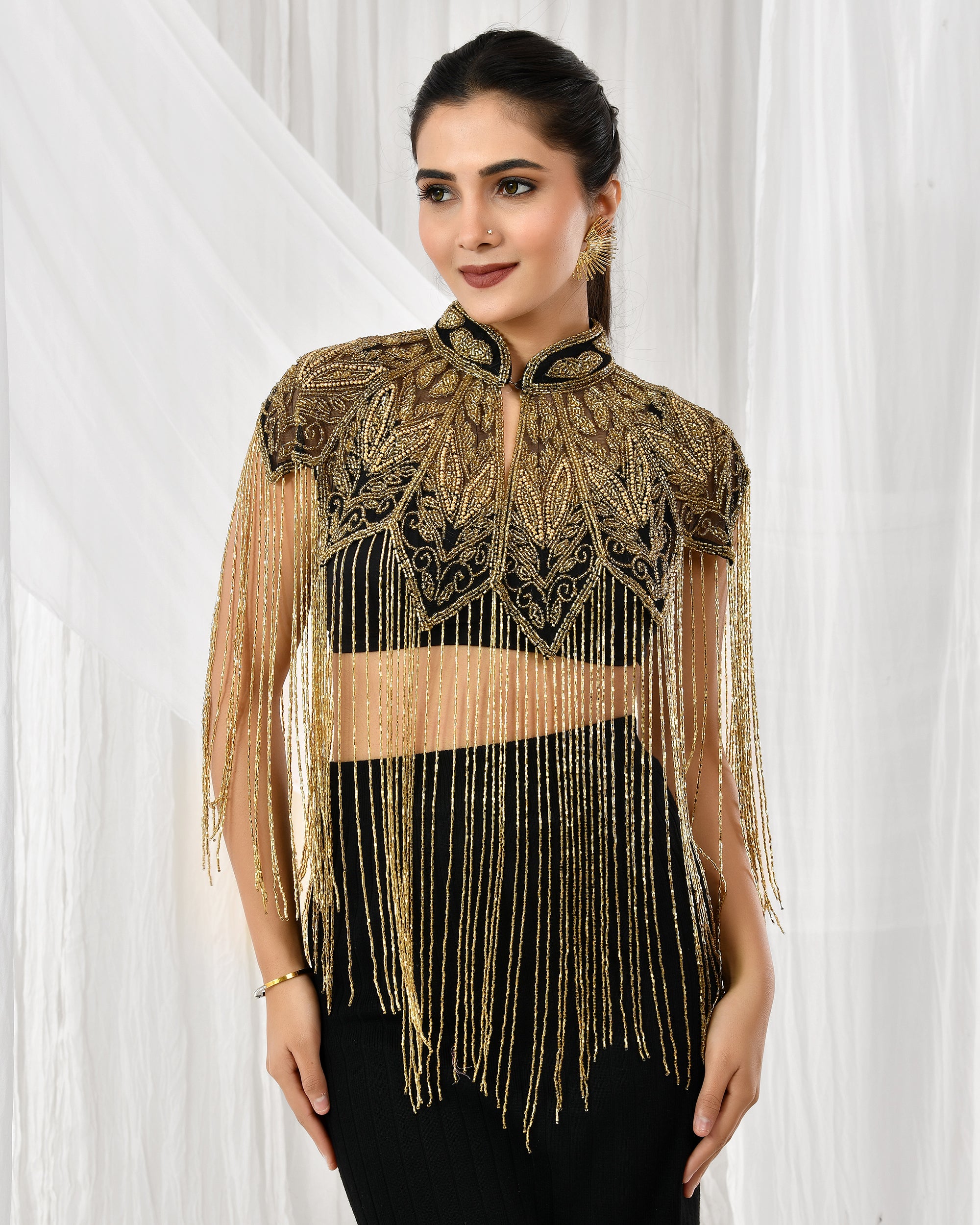 Royal gold Fringe cape