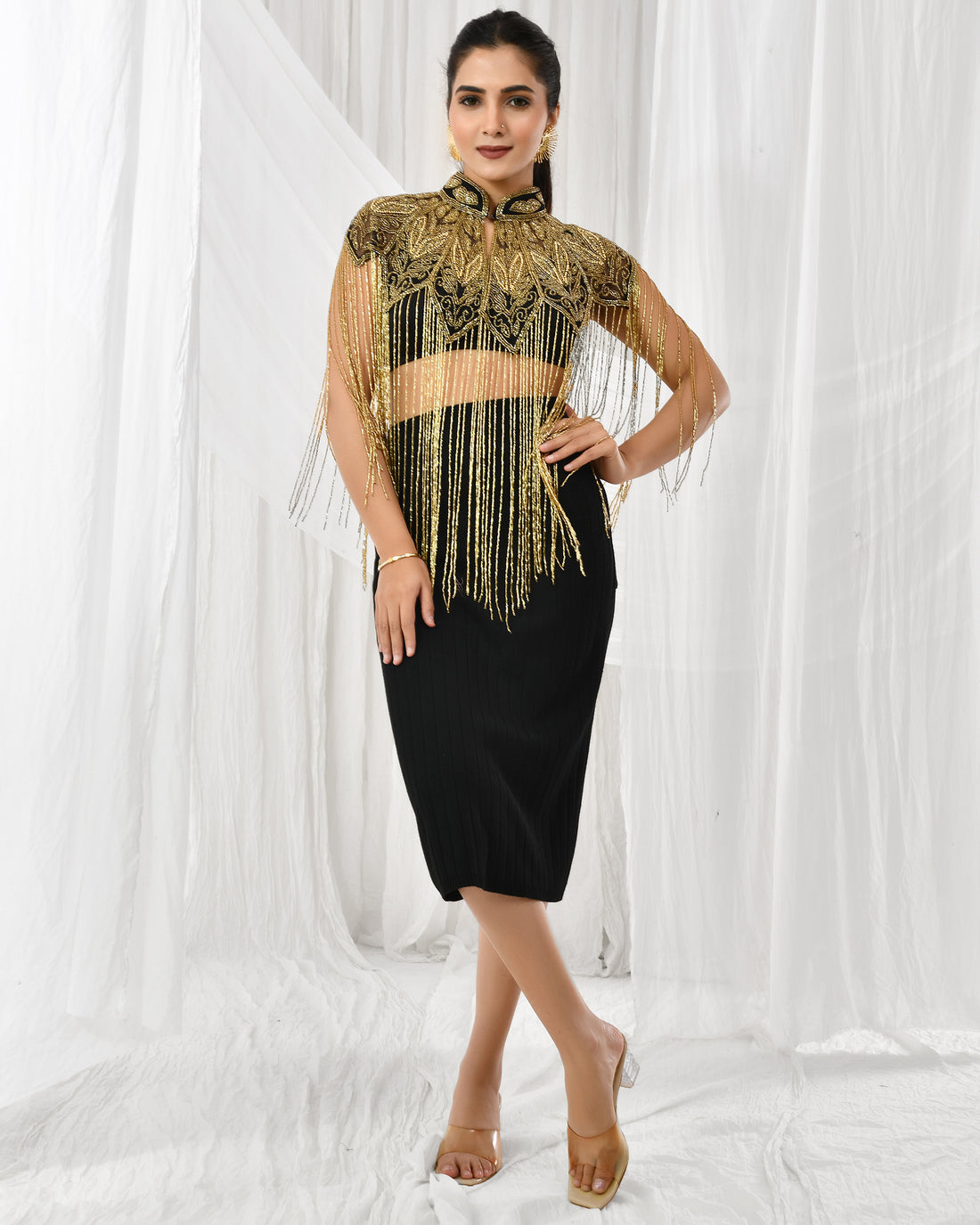 Royal gold Fringe cape