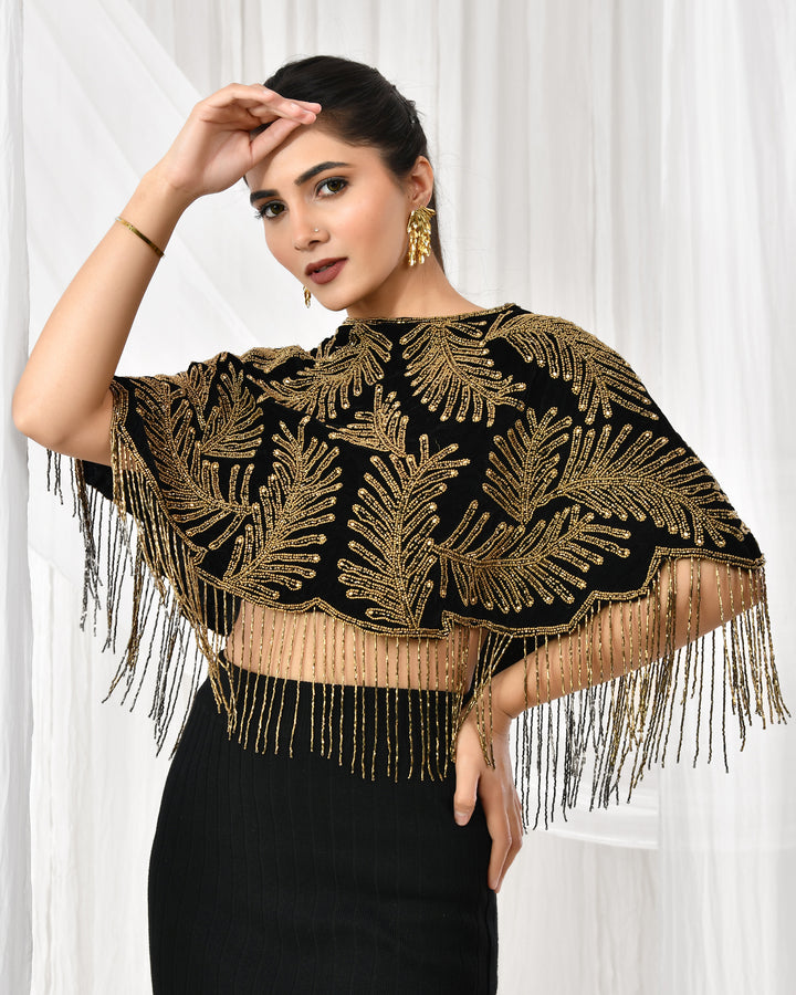 Golden fern velvet cape