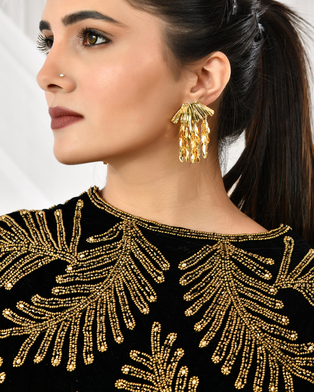 Golden fern velvet cape