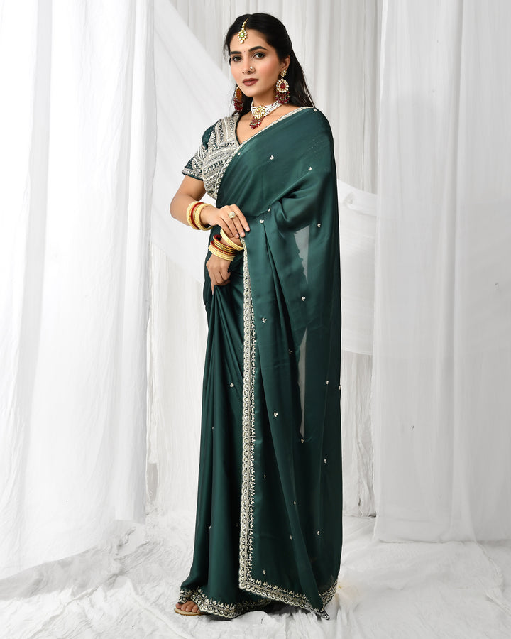 Luxurious imported satin saree