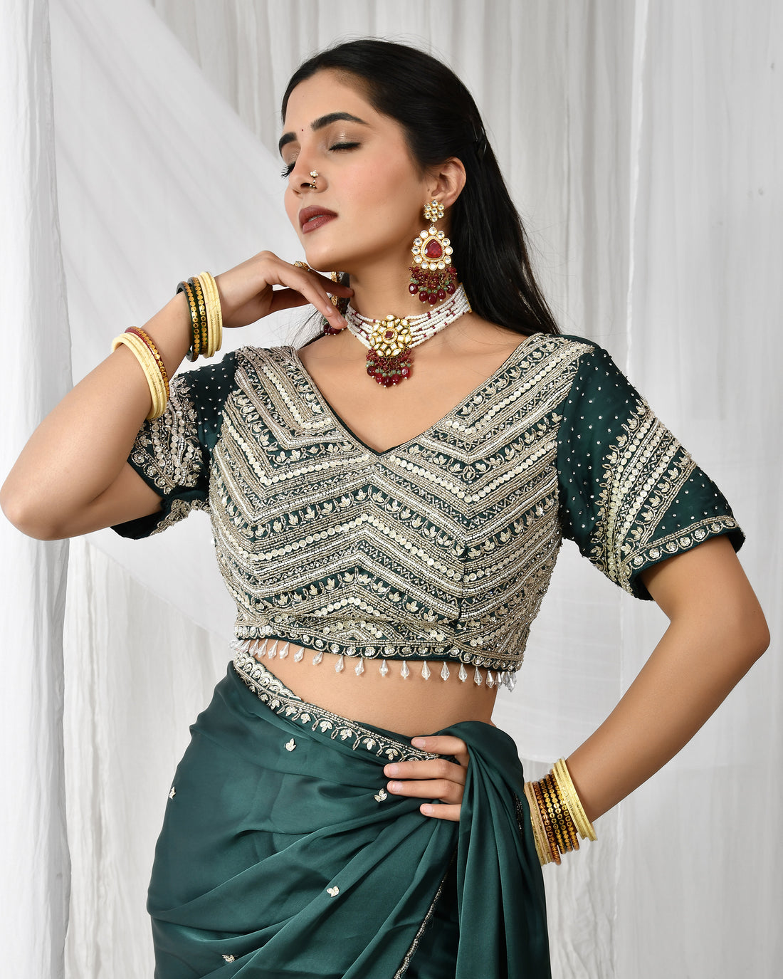 Luxurious imported satin saree