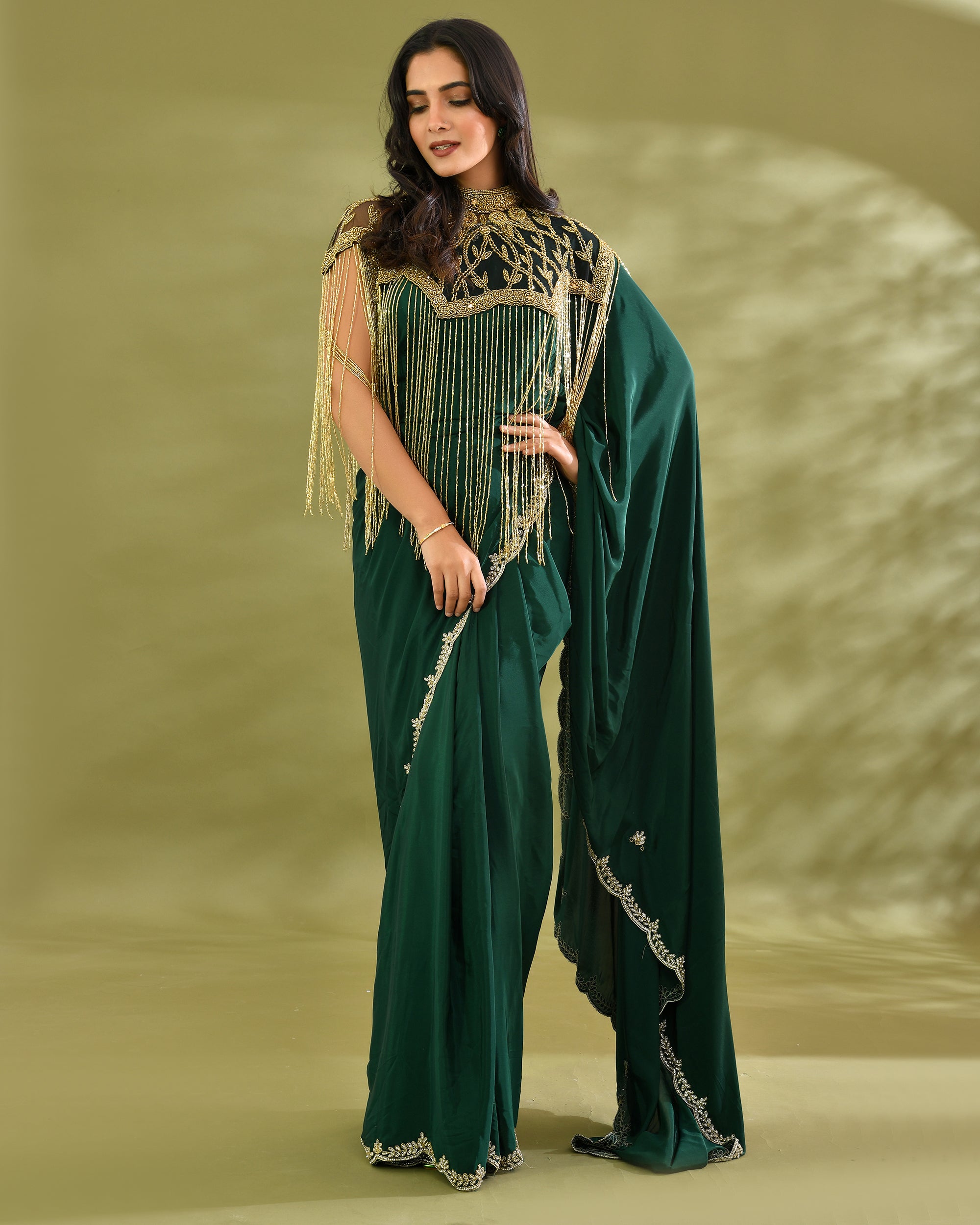 Emerald gold elegance cape