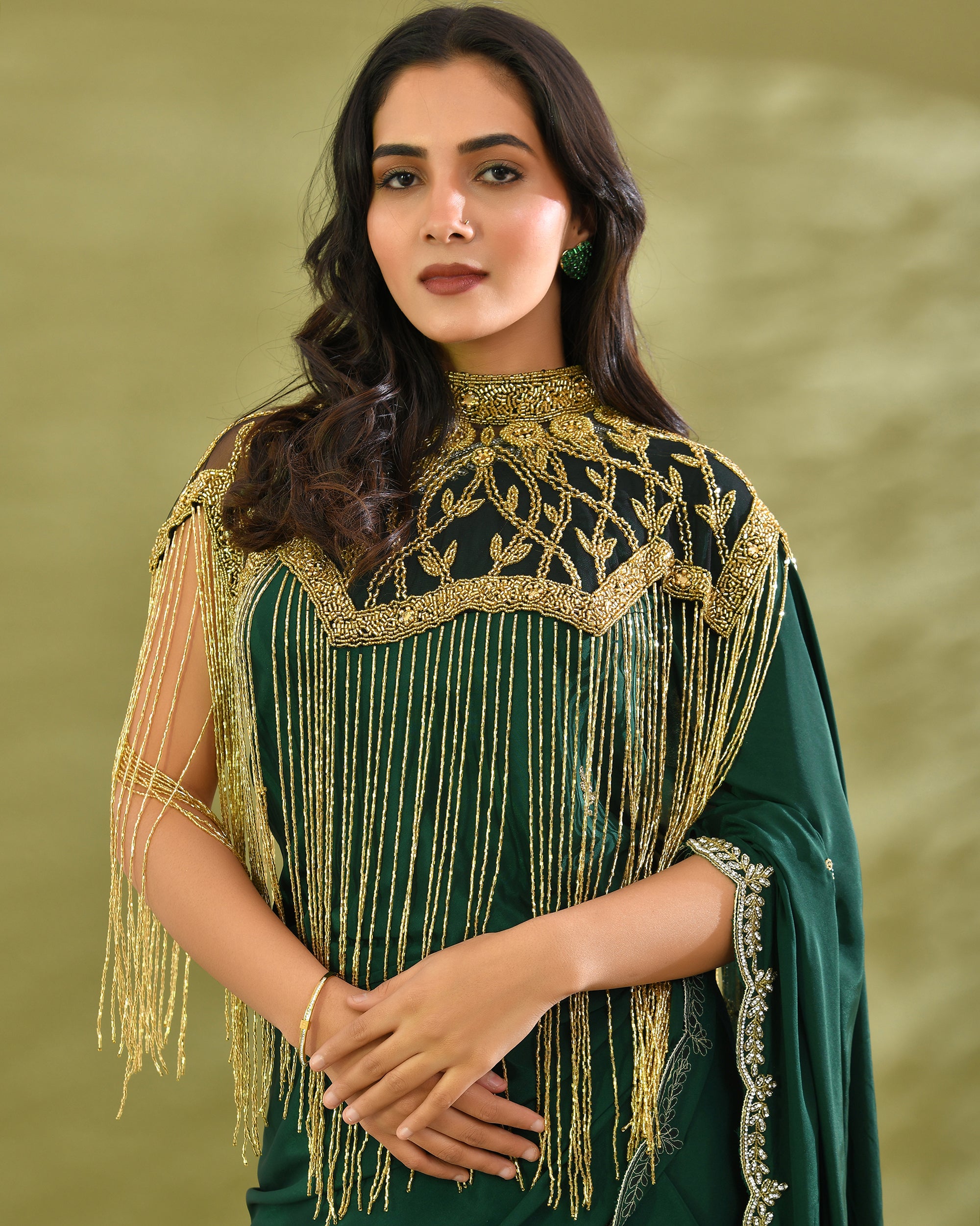 Emerald gold elegance cape