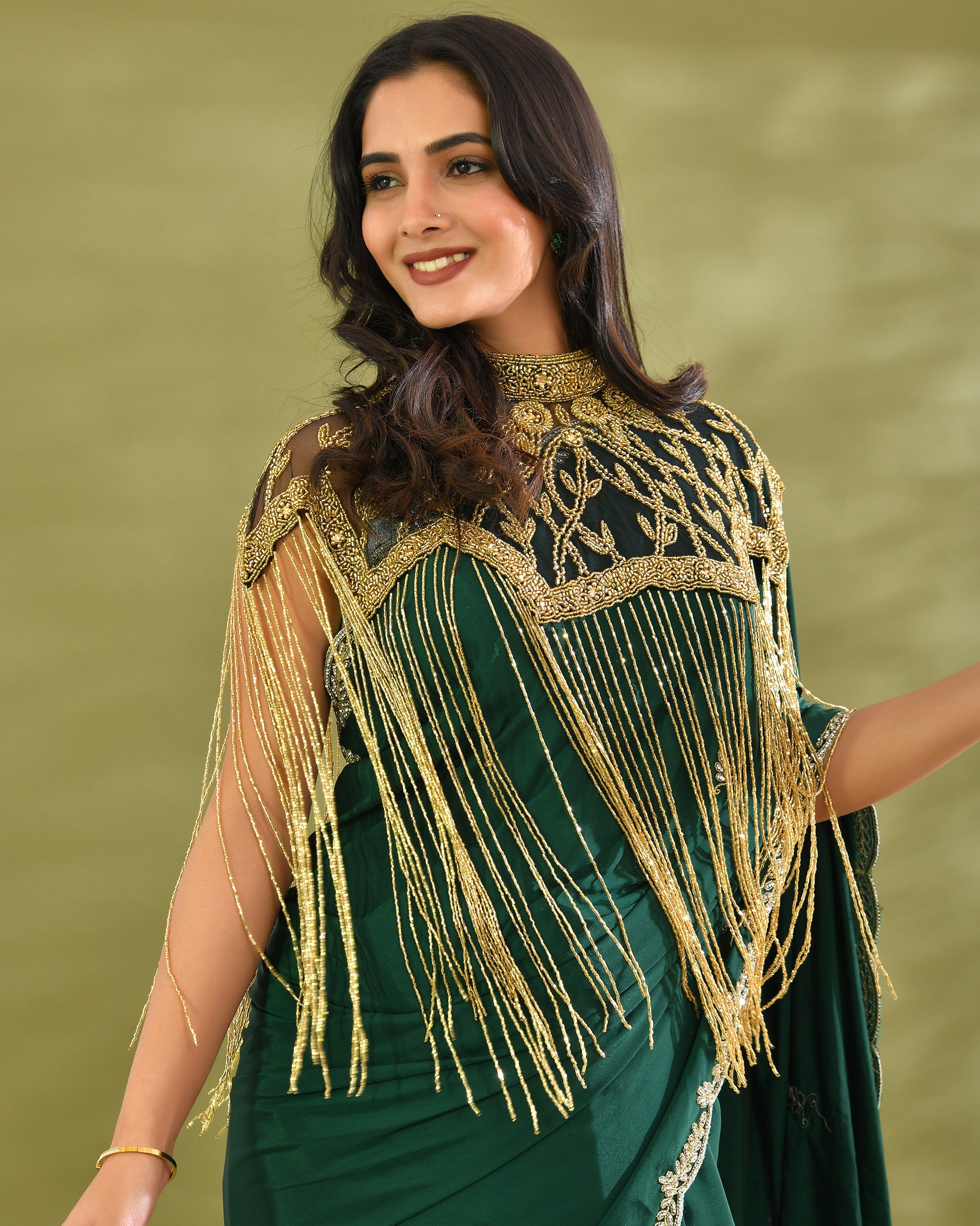 Emerald gold elegance cape