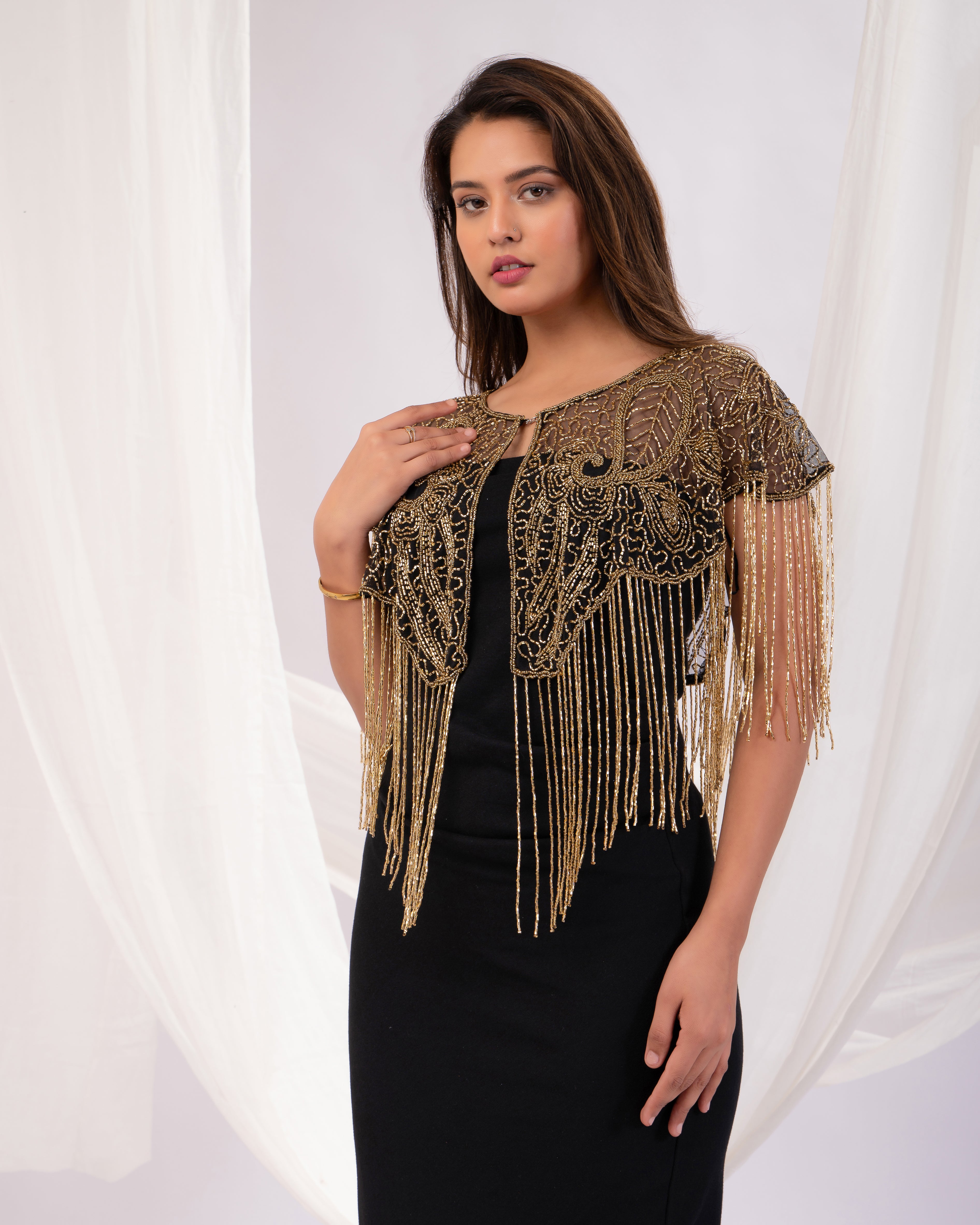 Golden Fringe short cape