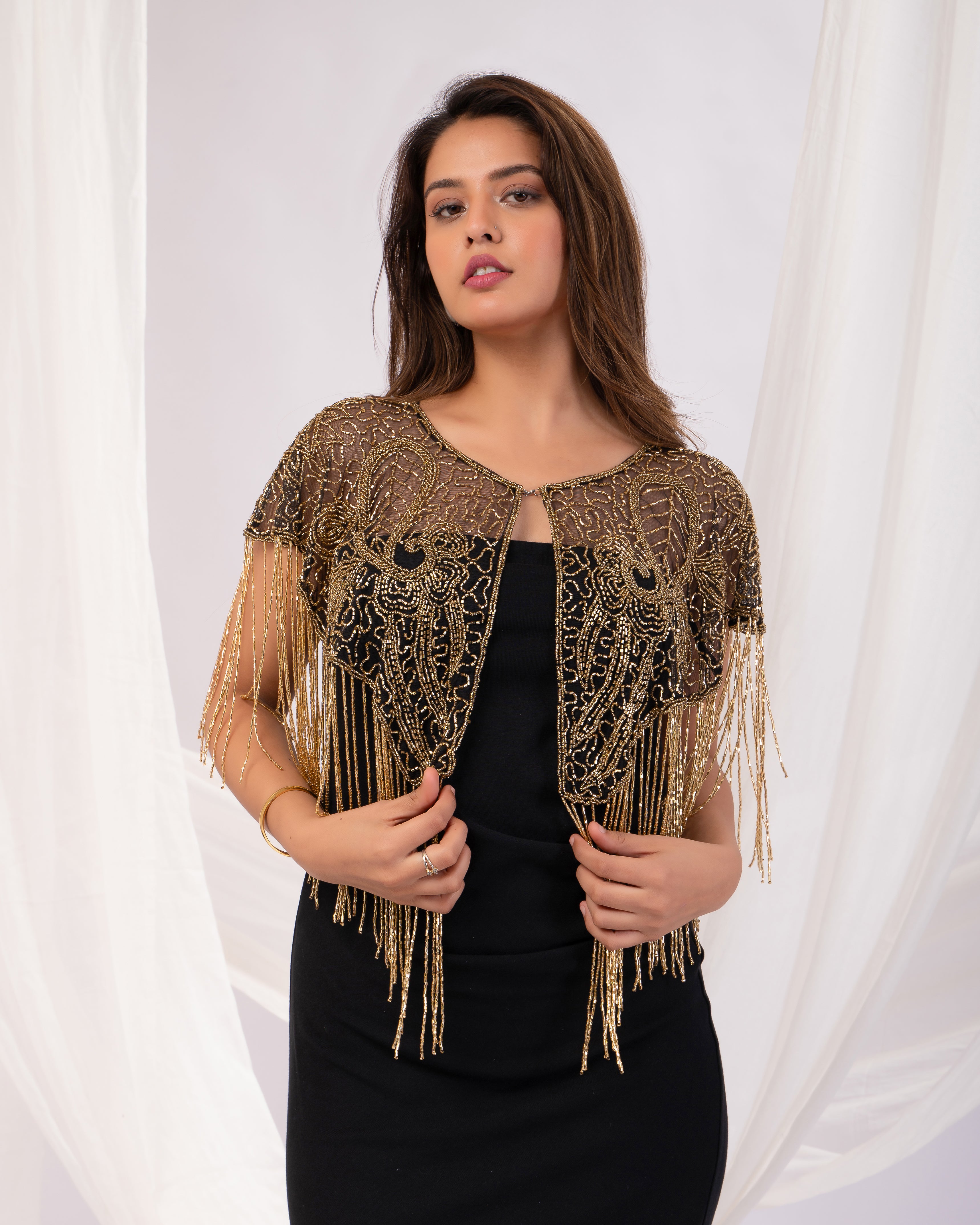 Golden Fringe short cape