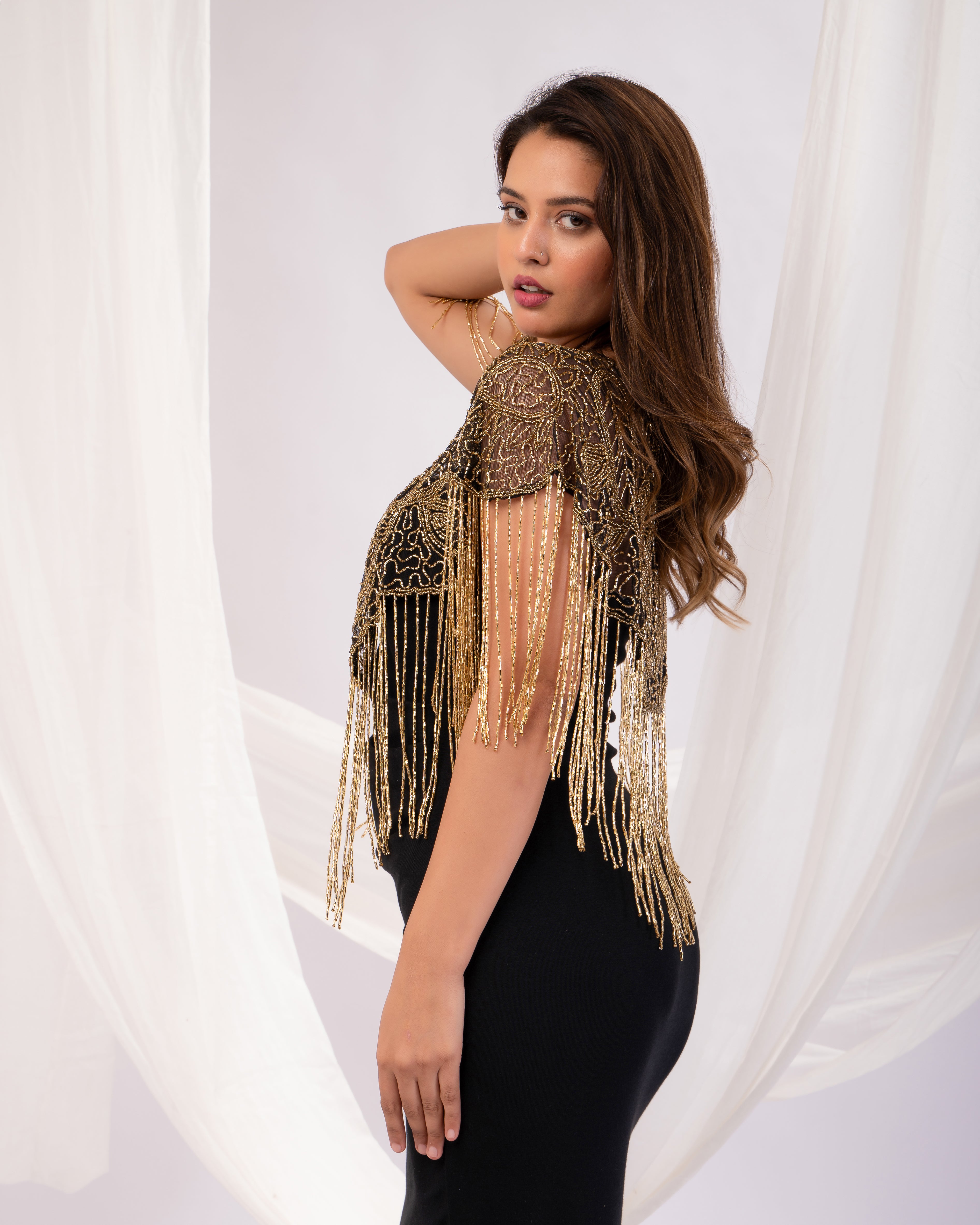 Golden Fringe short cape