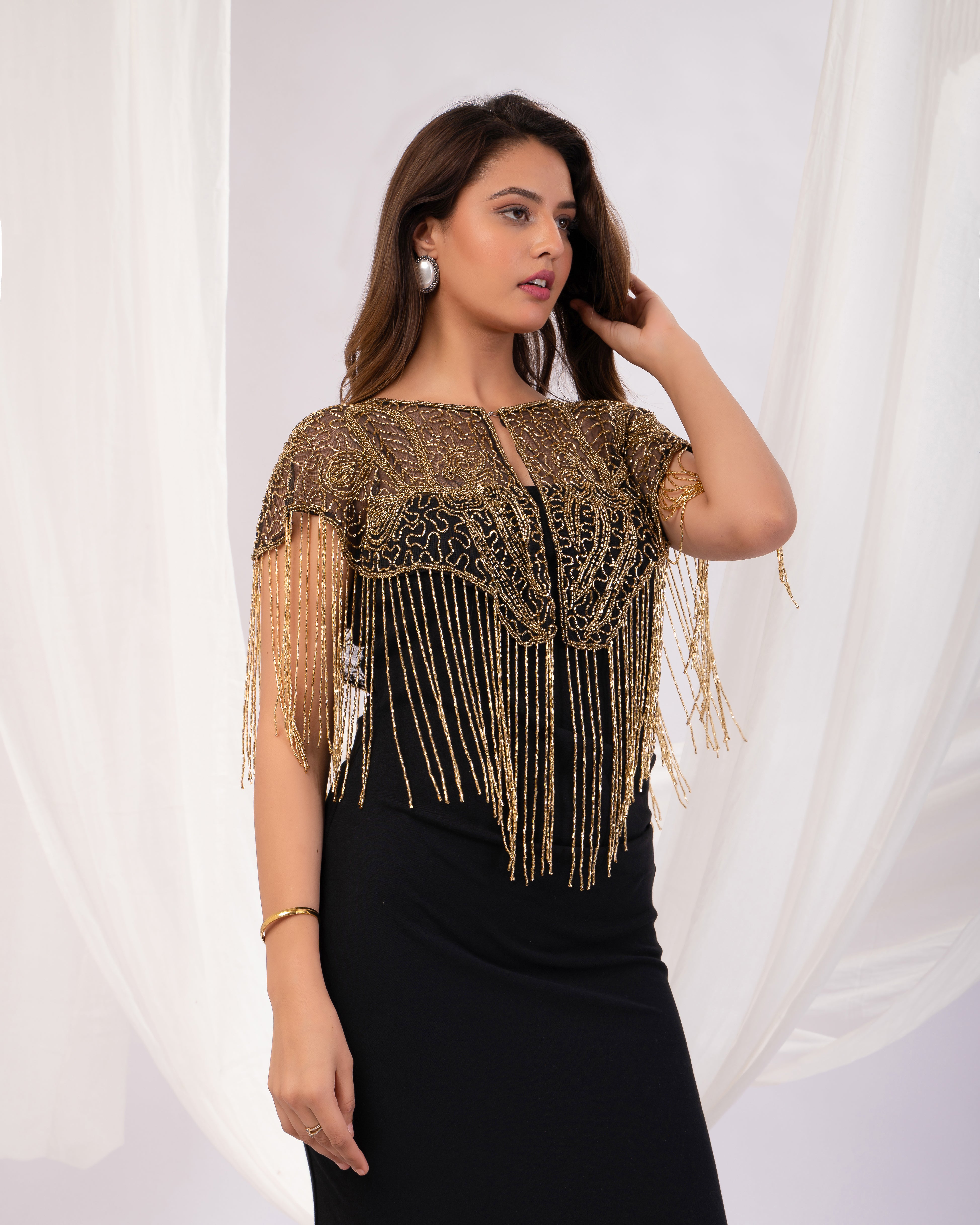 Golden Fringe short cape