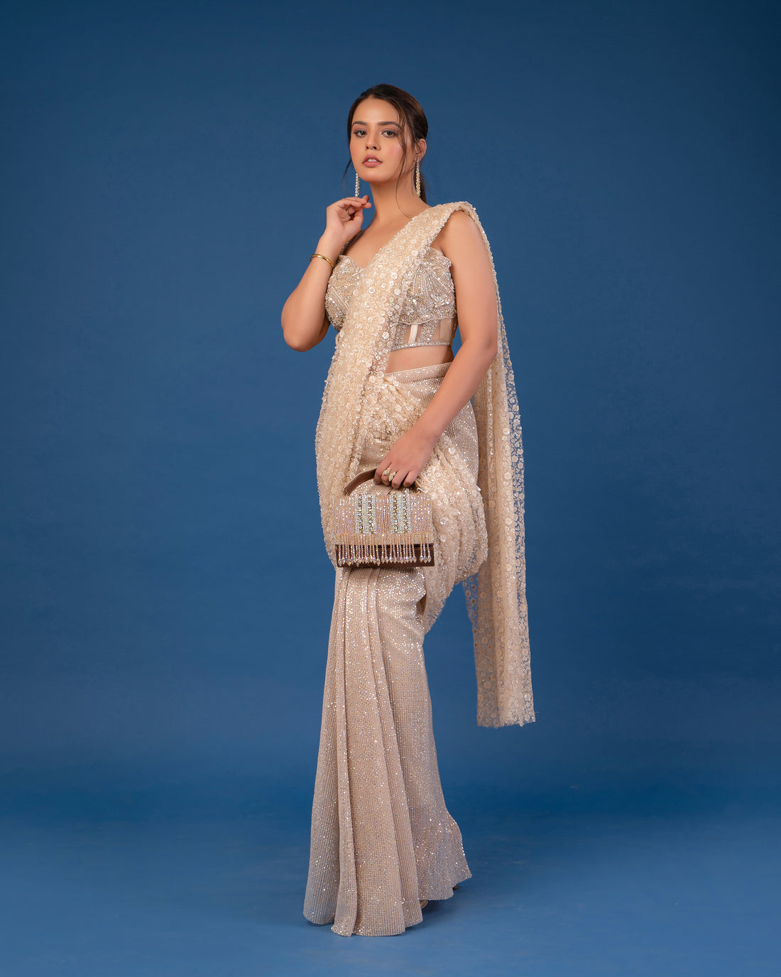 Luxe Drape Golden Shimmer saree