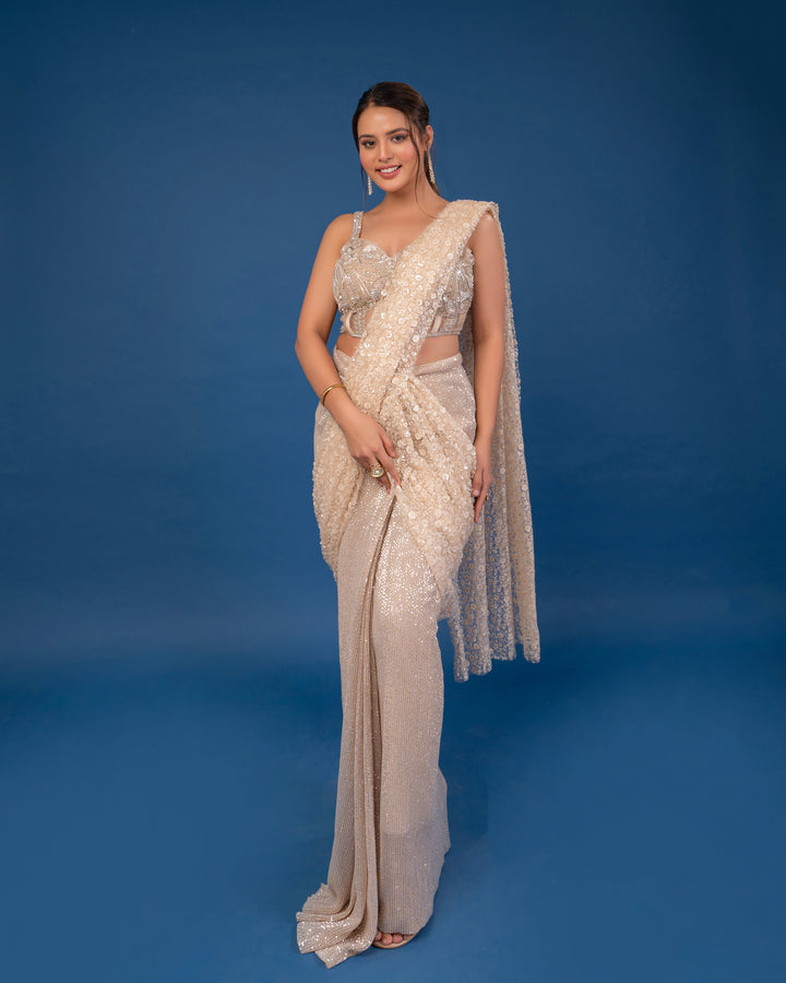 Luxe Drape Golden Shimmer saree