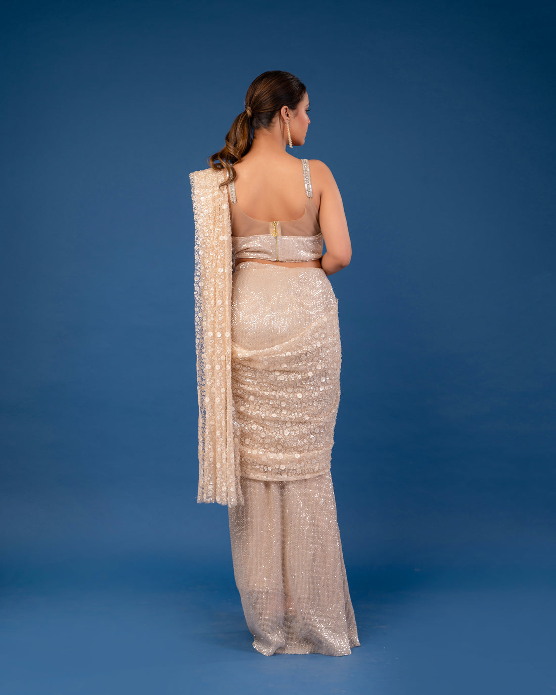 Luxe Drape Golden Shimmer saree
