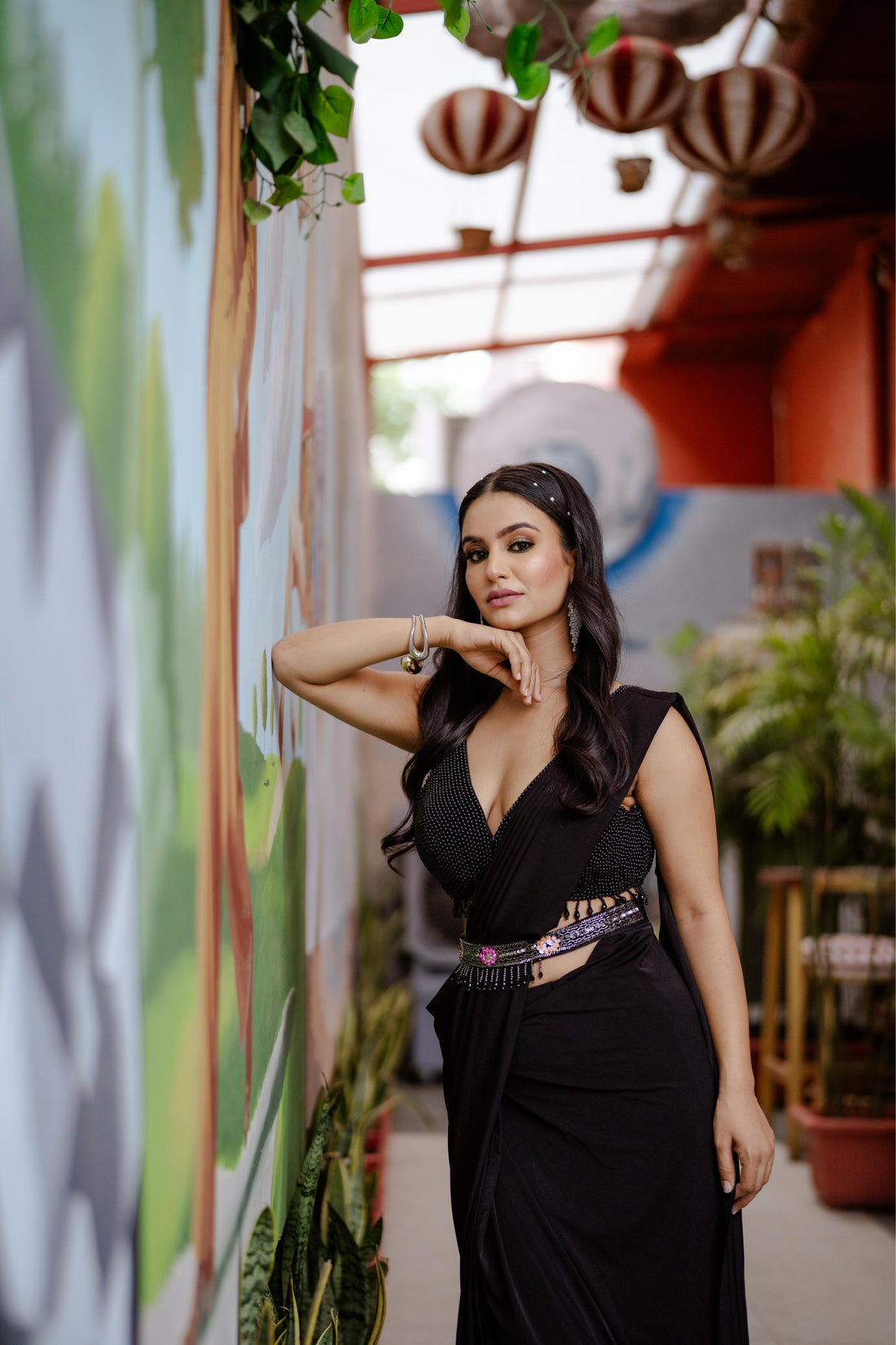 Satrangi black noir saree