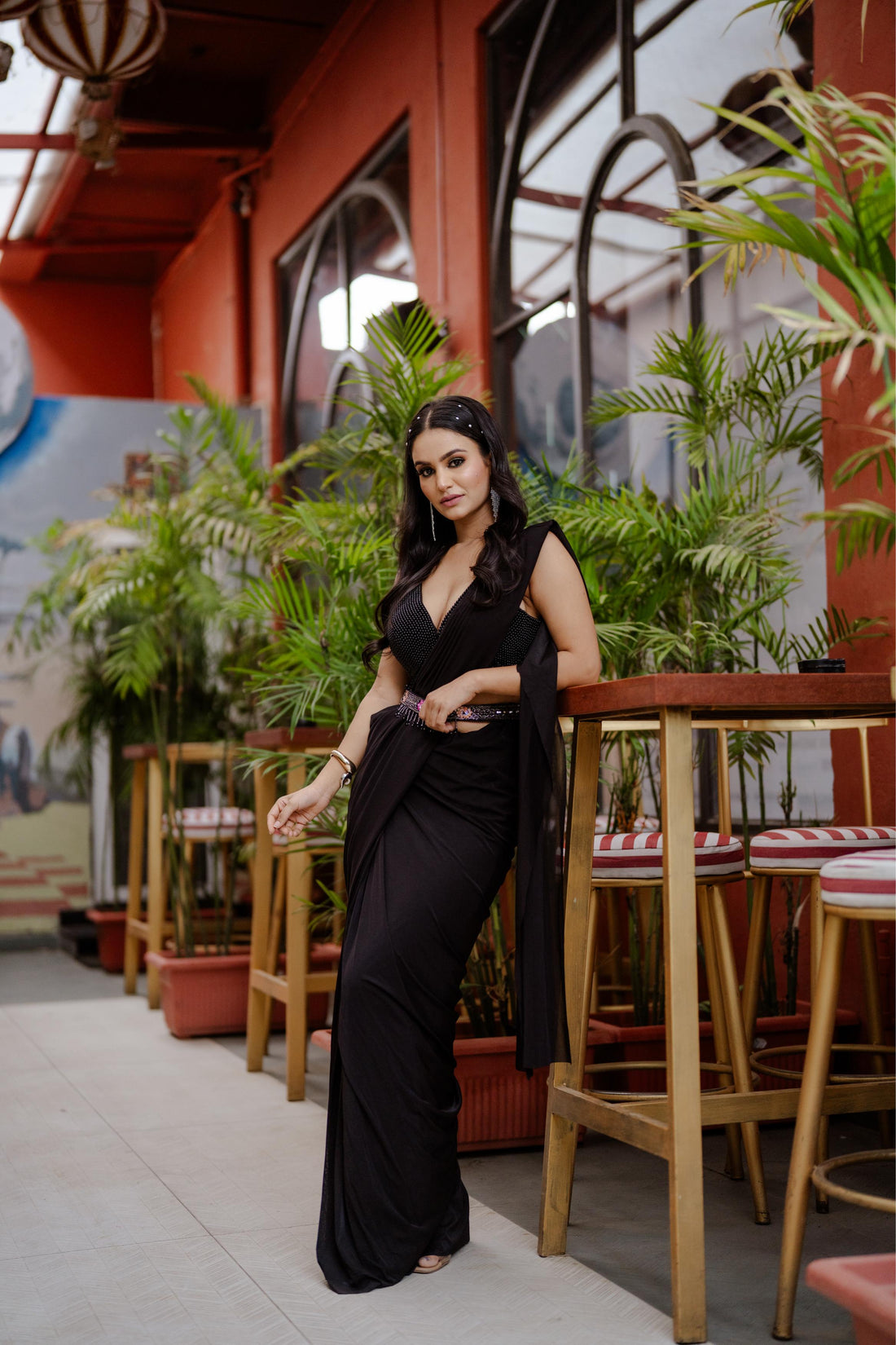 Satrangi black noir saree