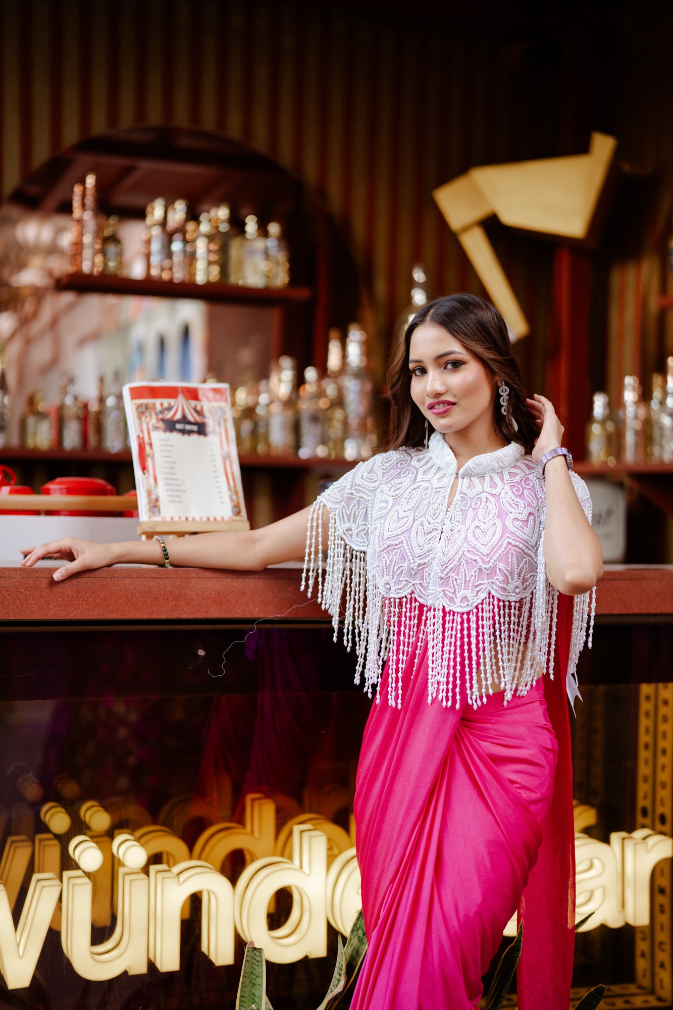 All white pearl cape