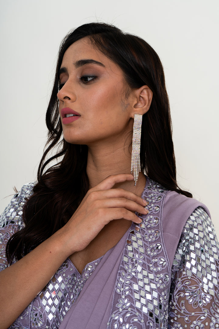 Rhinestone-Studded Dangler Earrings