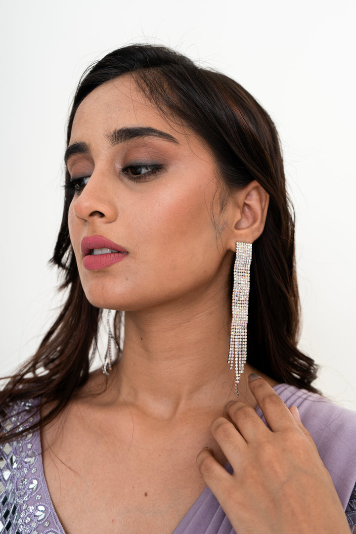 Rhinestone-Studded Dangler Earrings