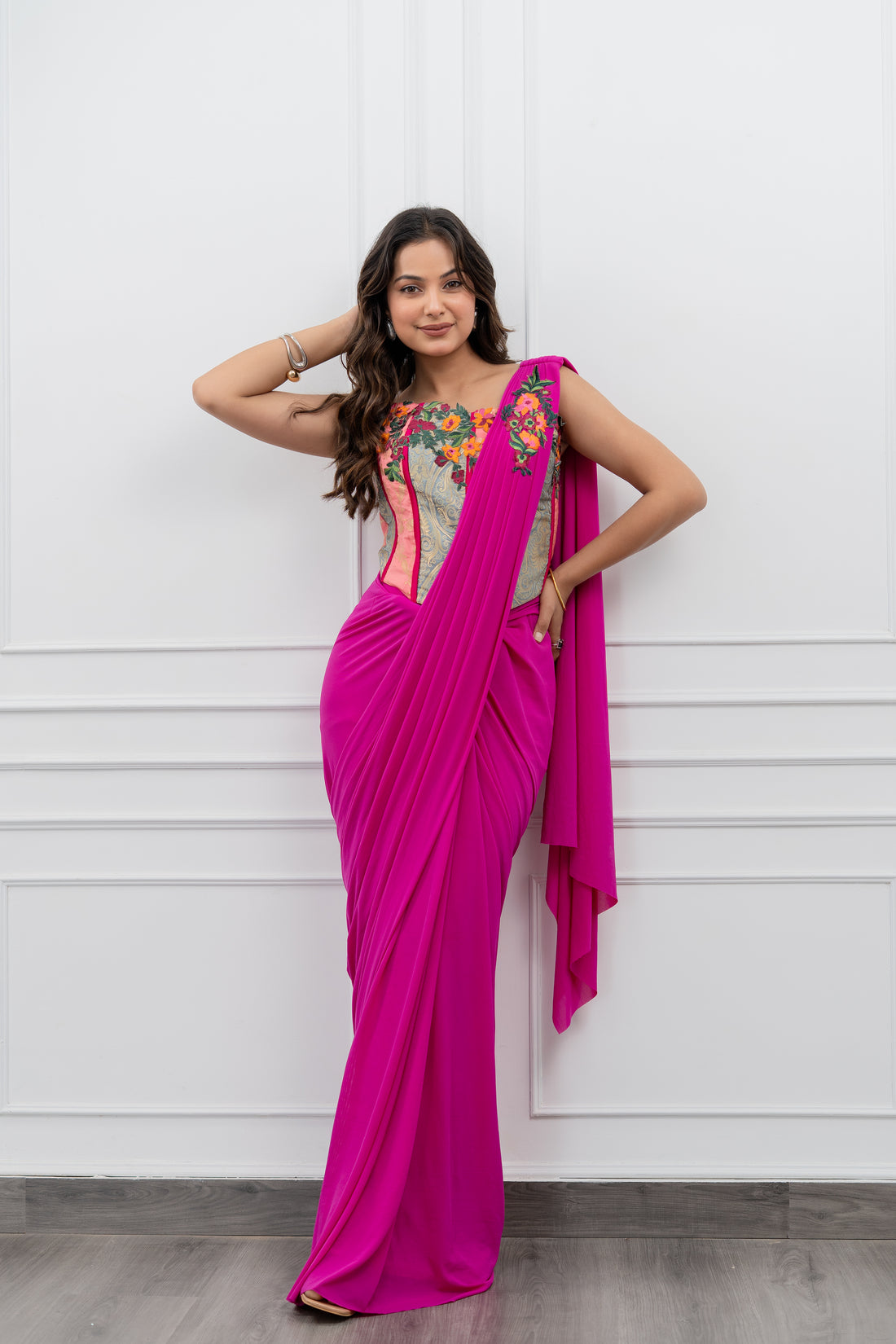 Fuchsia Bloom Pre-Draped Corset