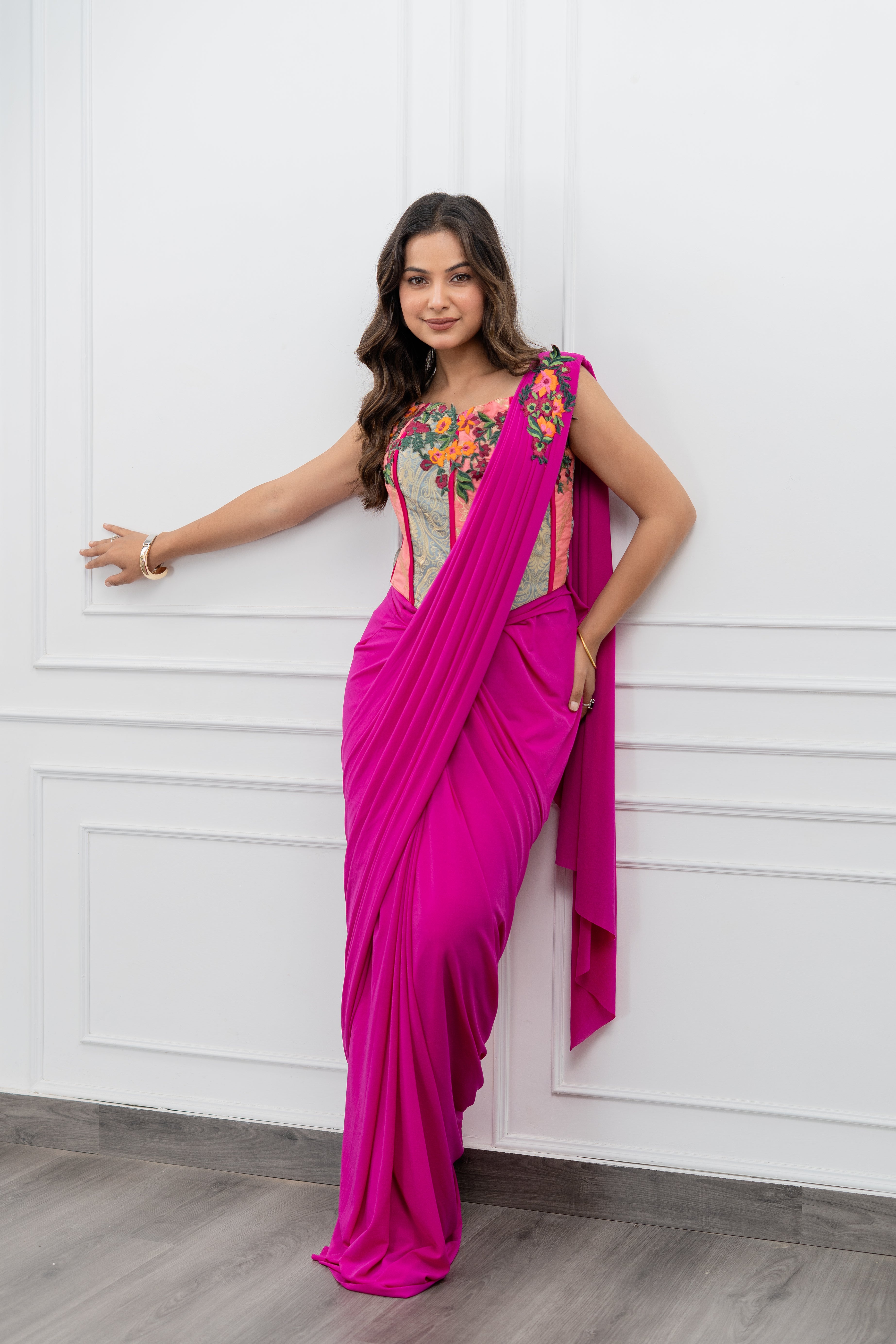 Fuchsia Bloom Pre-Draped Corset