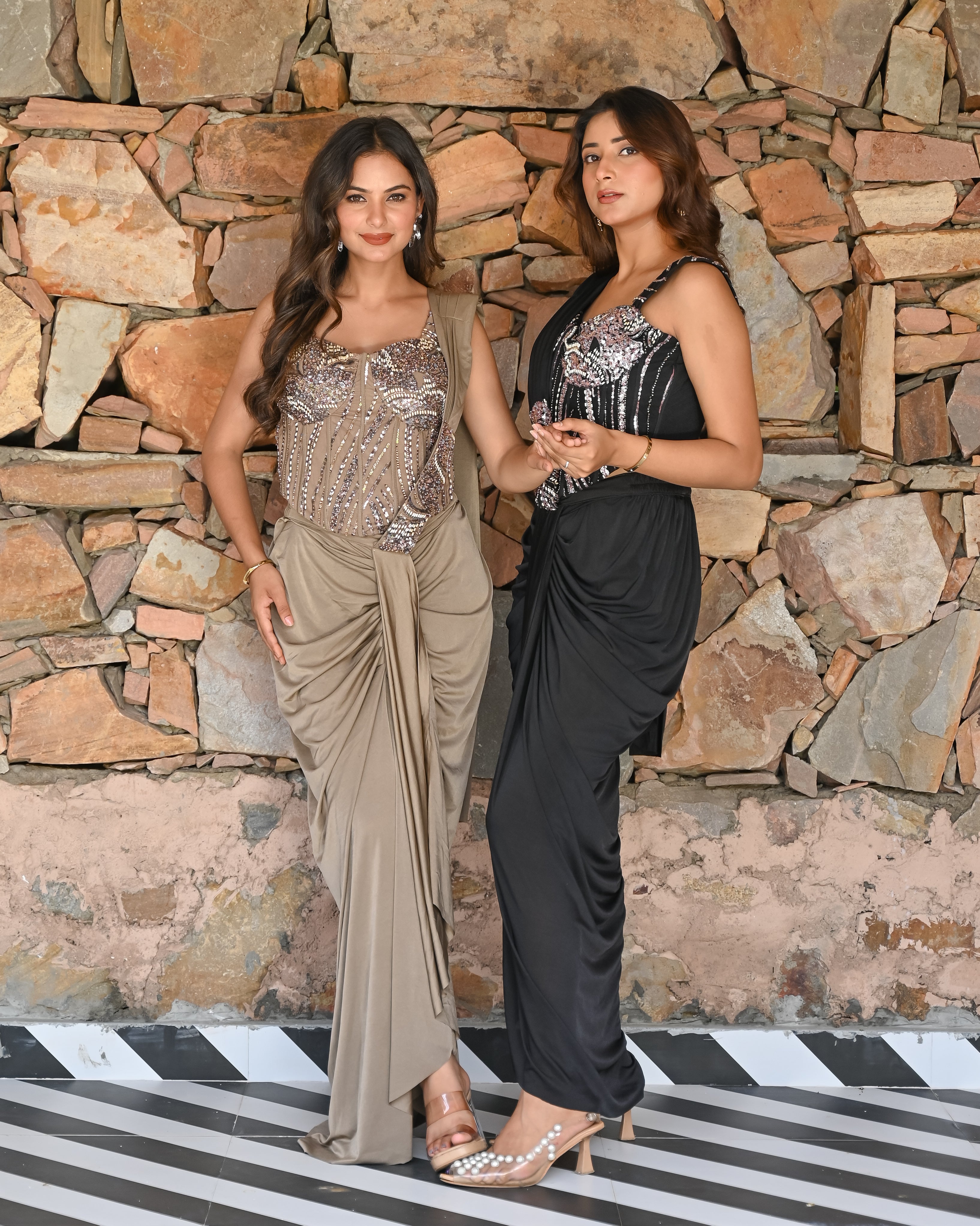 Black Corset drape saree