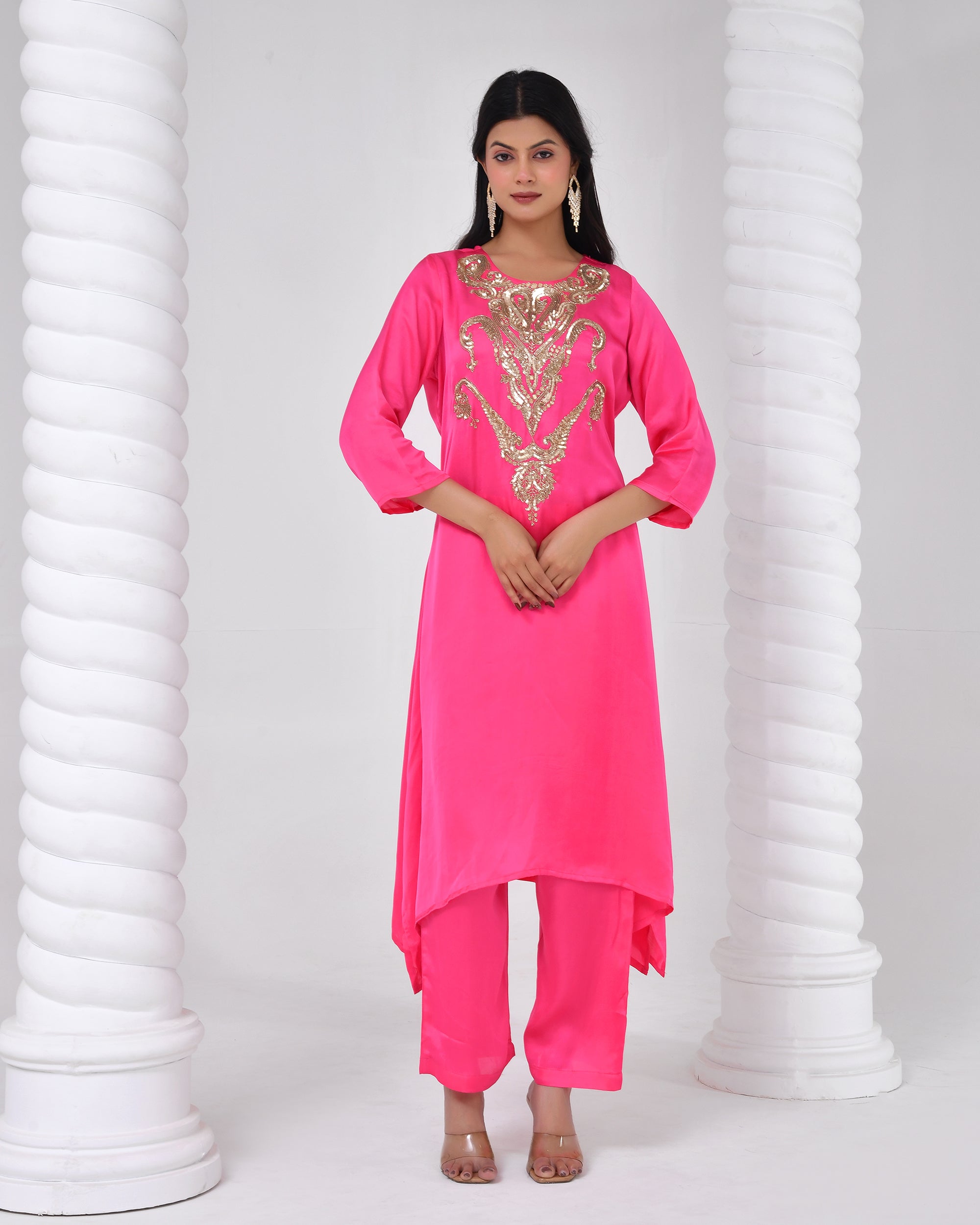 Rani Pink Heritage Kurta Set