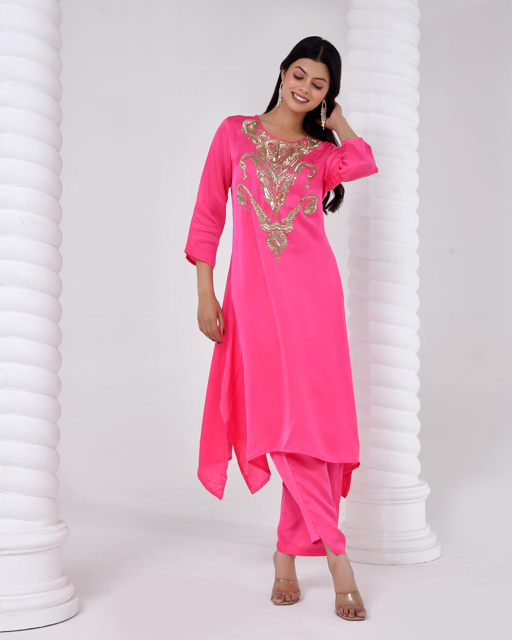 Rani Pink Heritage Kurta Set