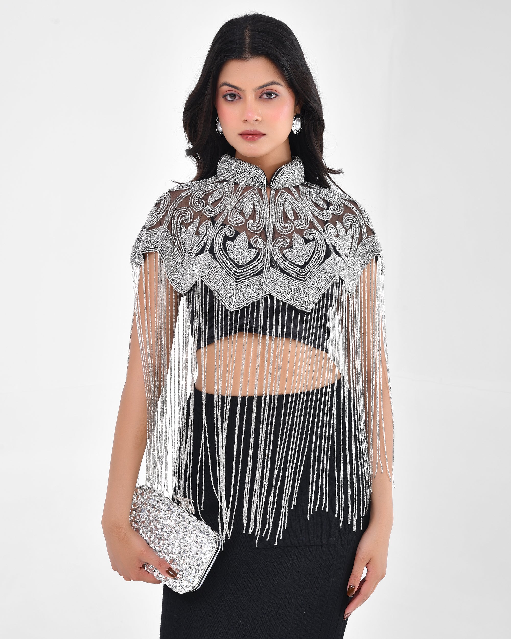 Silver Swan Fringe Cape