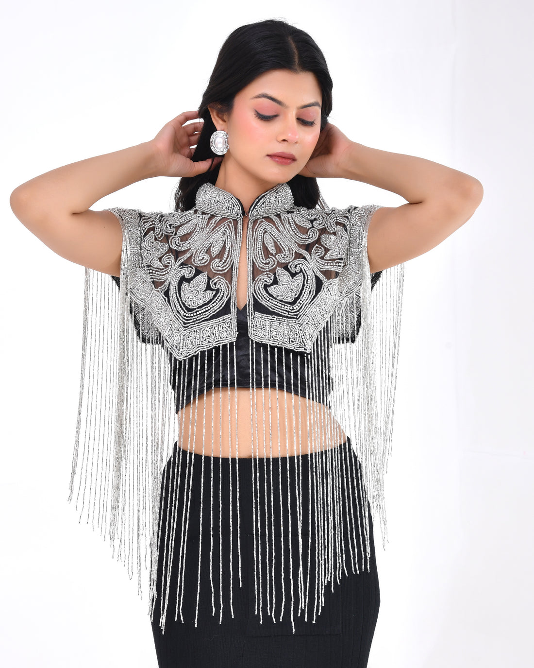 Silver Swan Fringe Cape