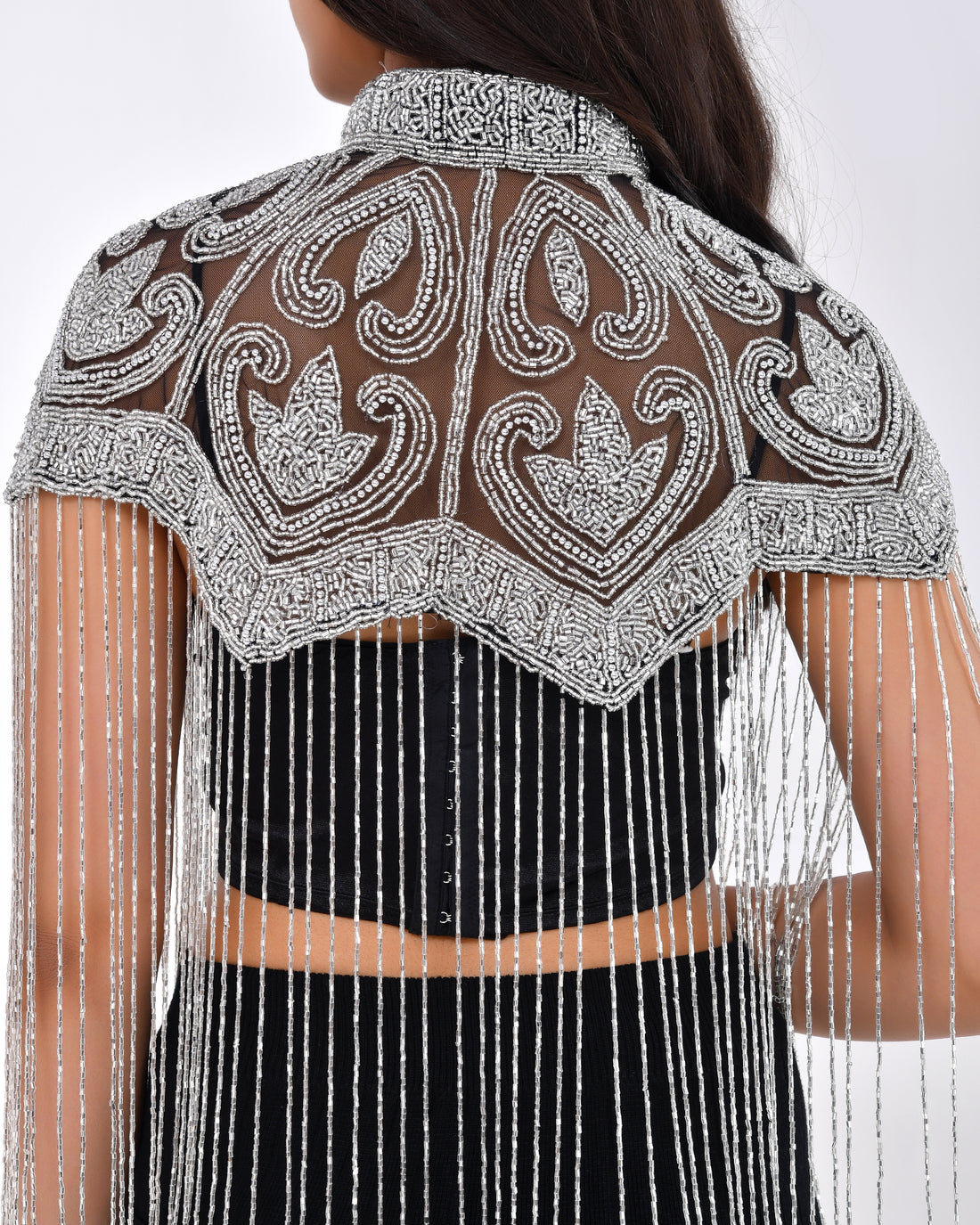 Silver Swan Fringe Cape
