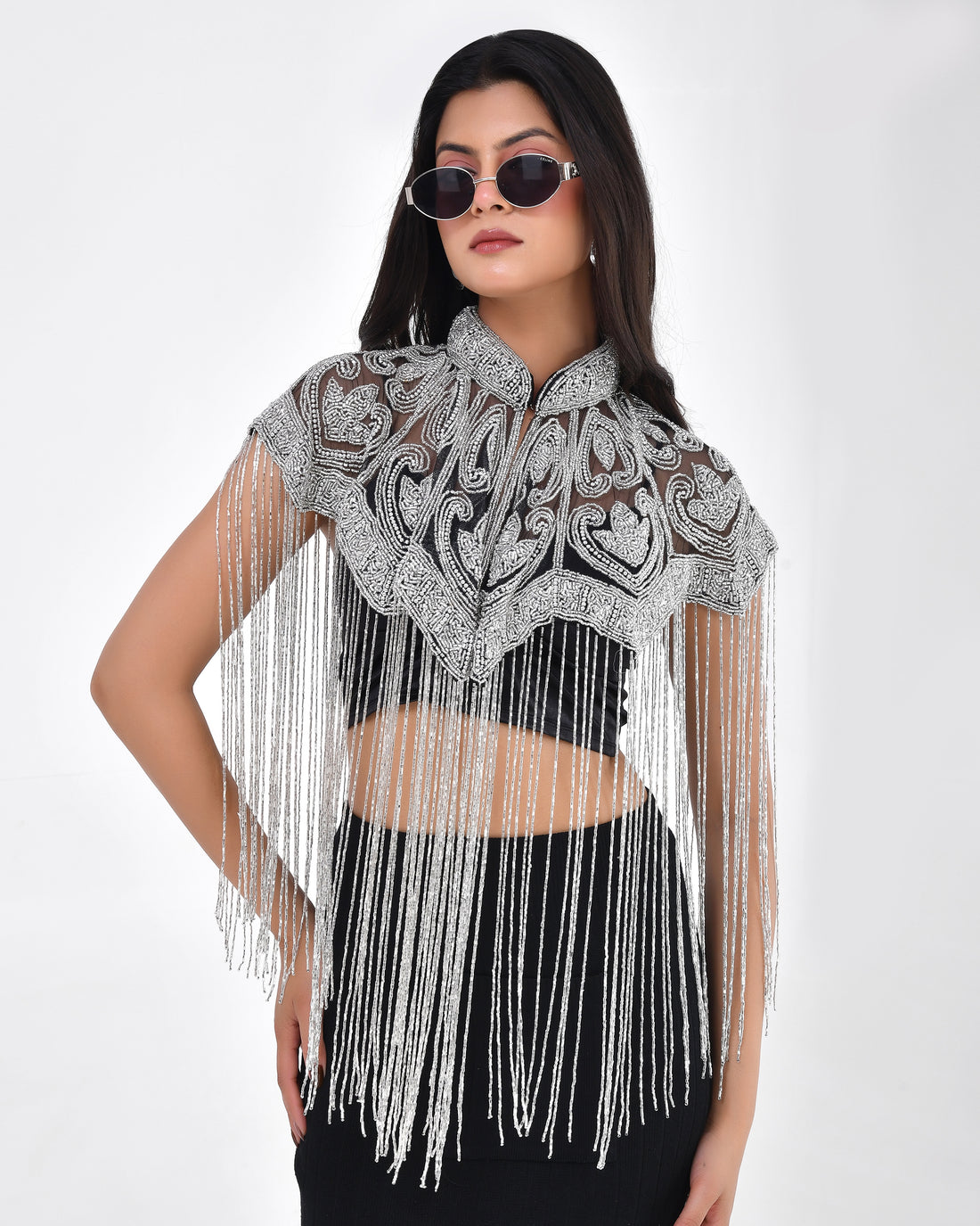 Silver Swan Fringe Cape