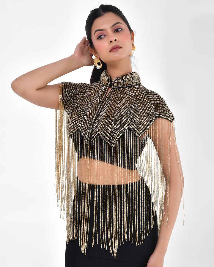 Golden Chevron Fringe Cape