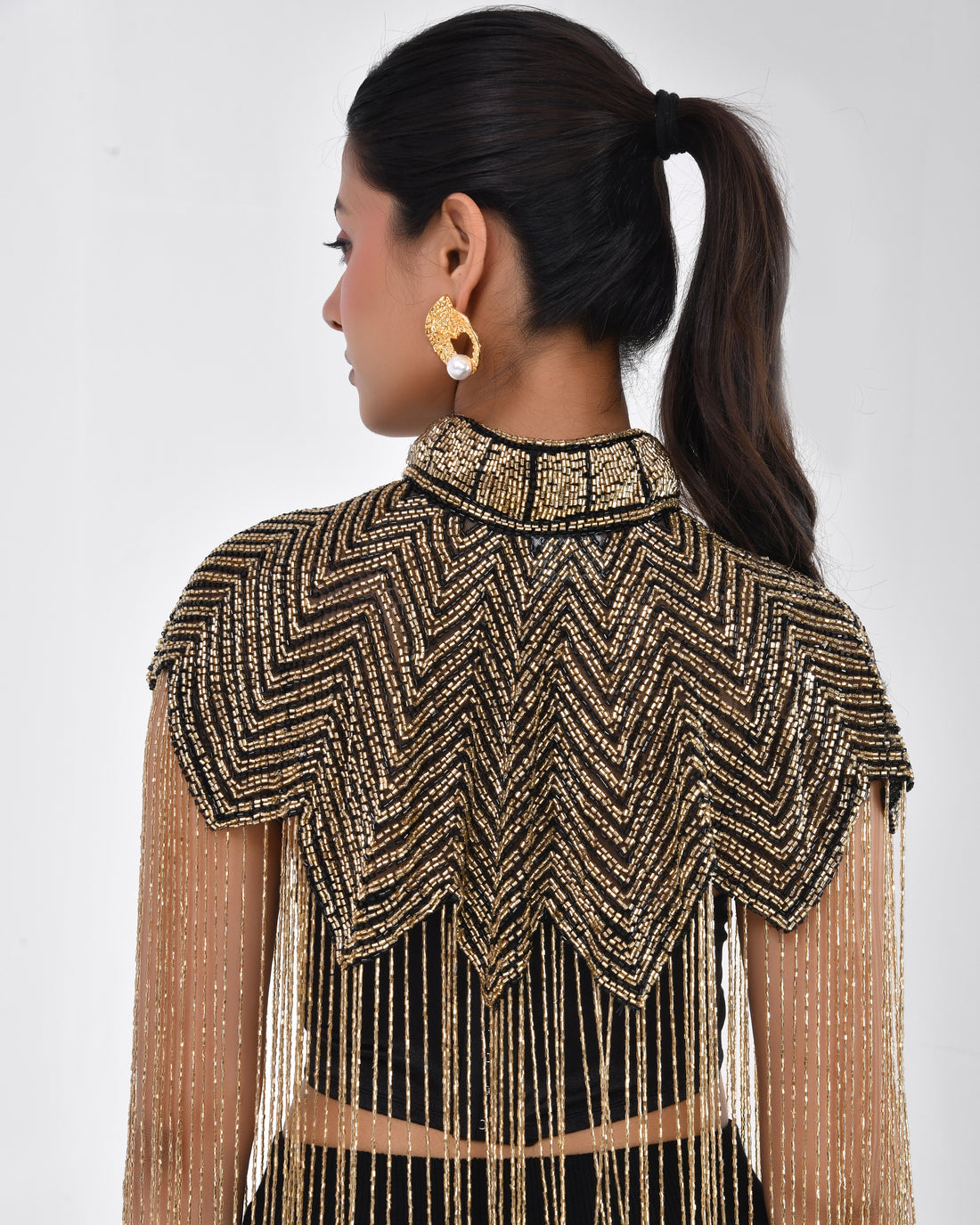 Golden Chevron Fringe Cape