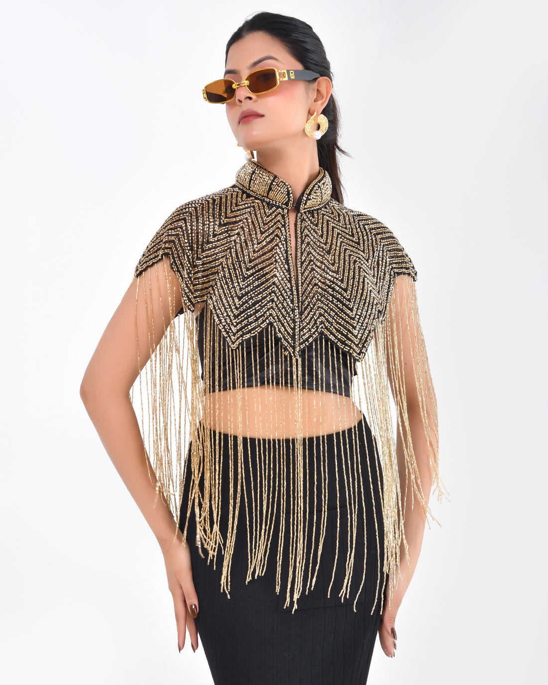 Golden Chevron Fringe Cape