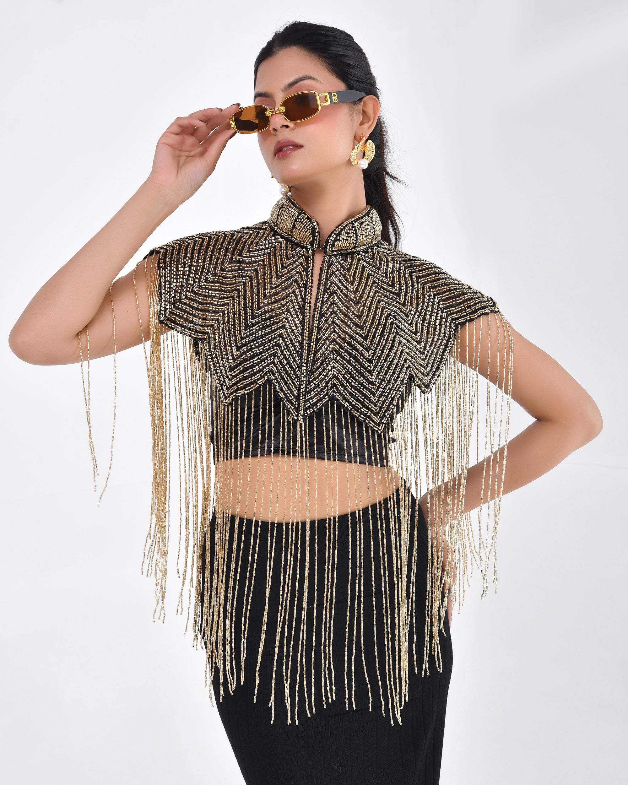Golden Chevron Fringe Cape