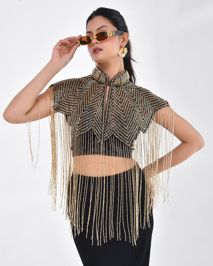 Golden Chevron Fringe Cape