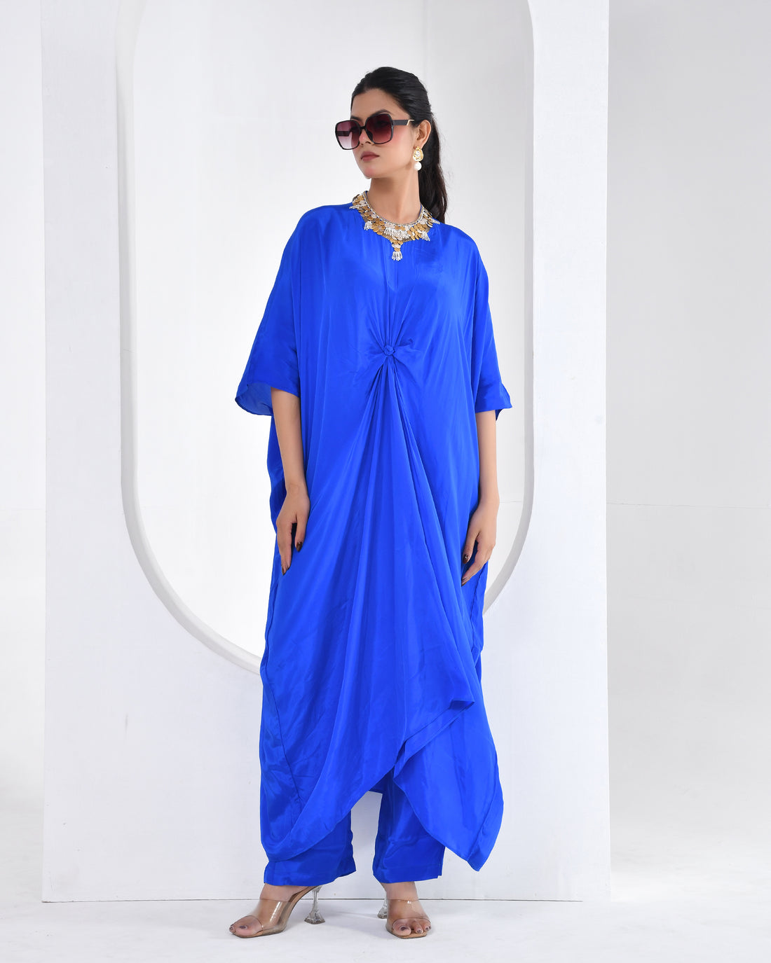 Electric Blue Flowy Indo-Western Set