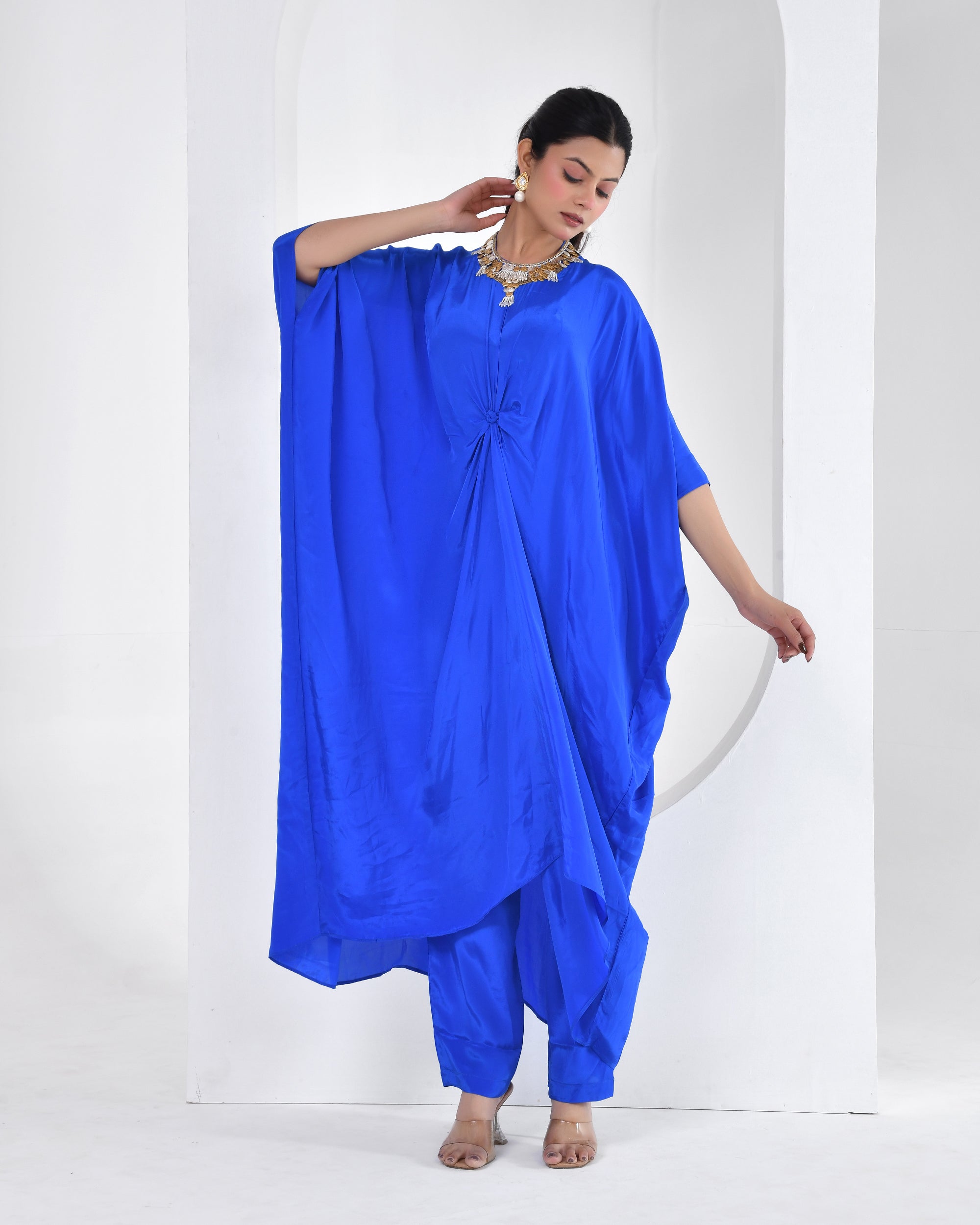 Electric Blue Flowy Indo-Western Set