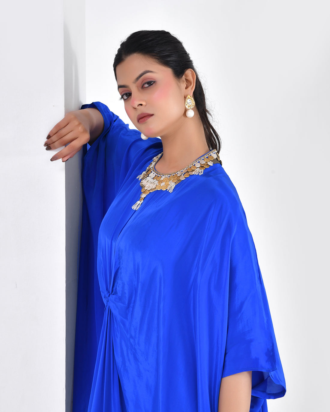Electric Blue Flowy Indo-Western Set